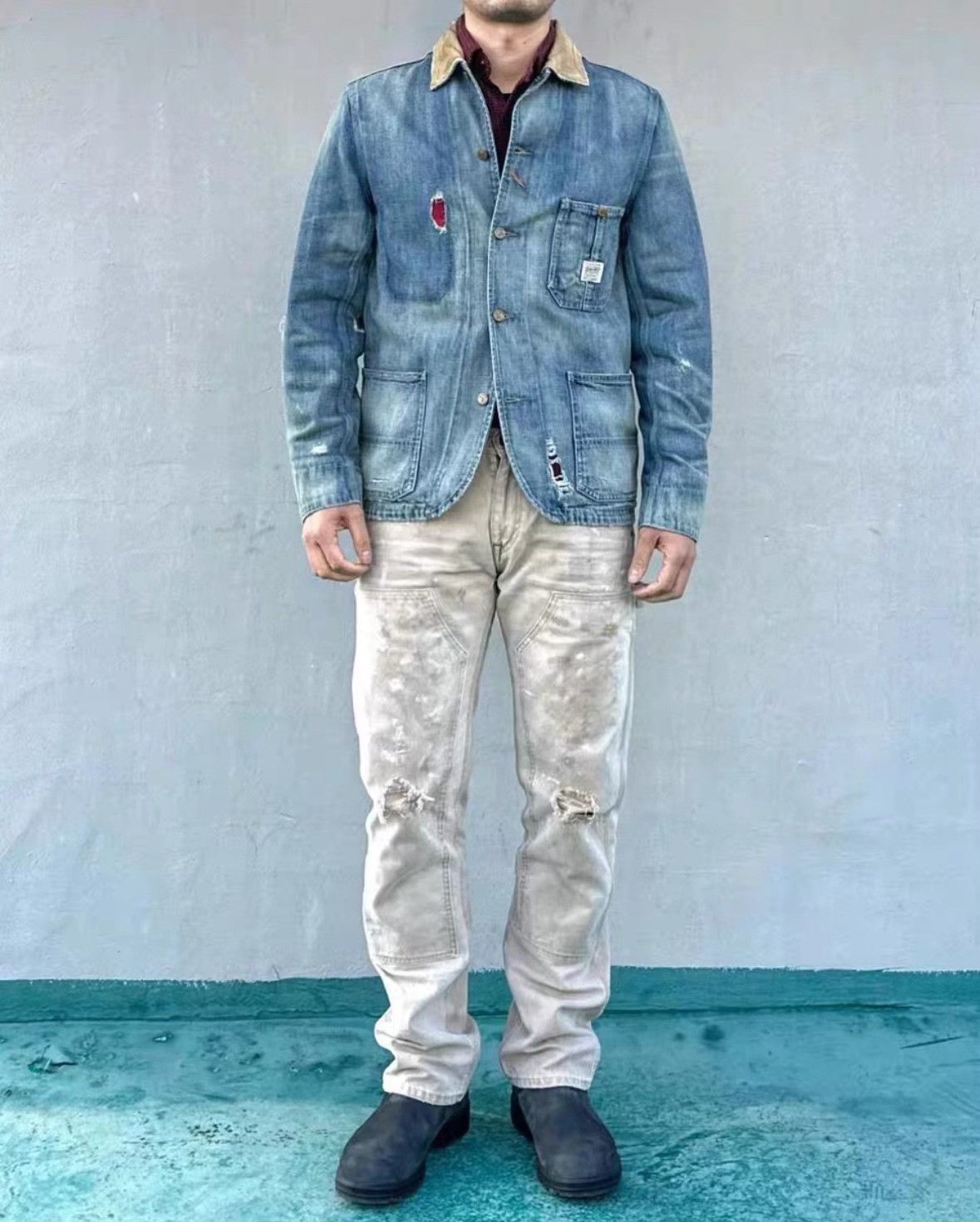 RRL Ralph Lauren Ralph Lauren Railroad Worker Distressed Denim Jacket Size US M / EU 48-50 / 2 - 9 Thumbnail