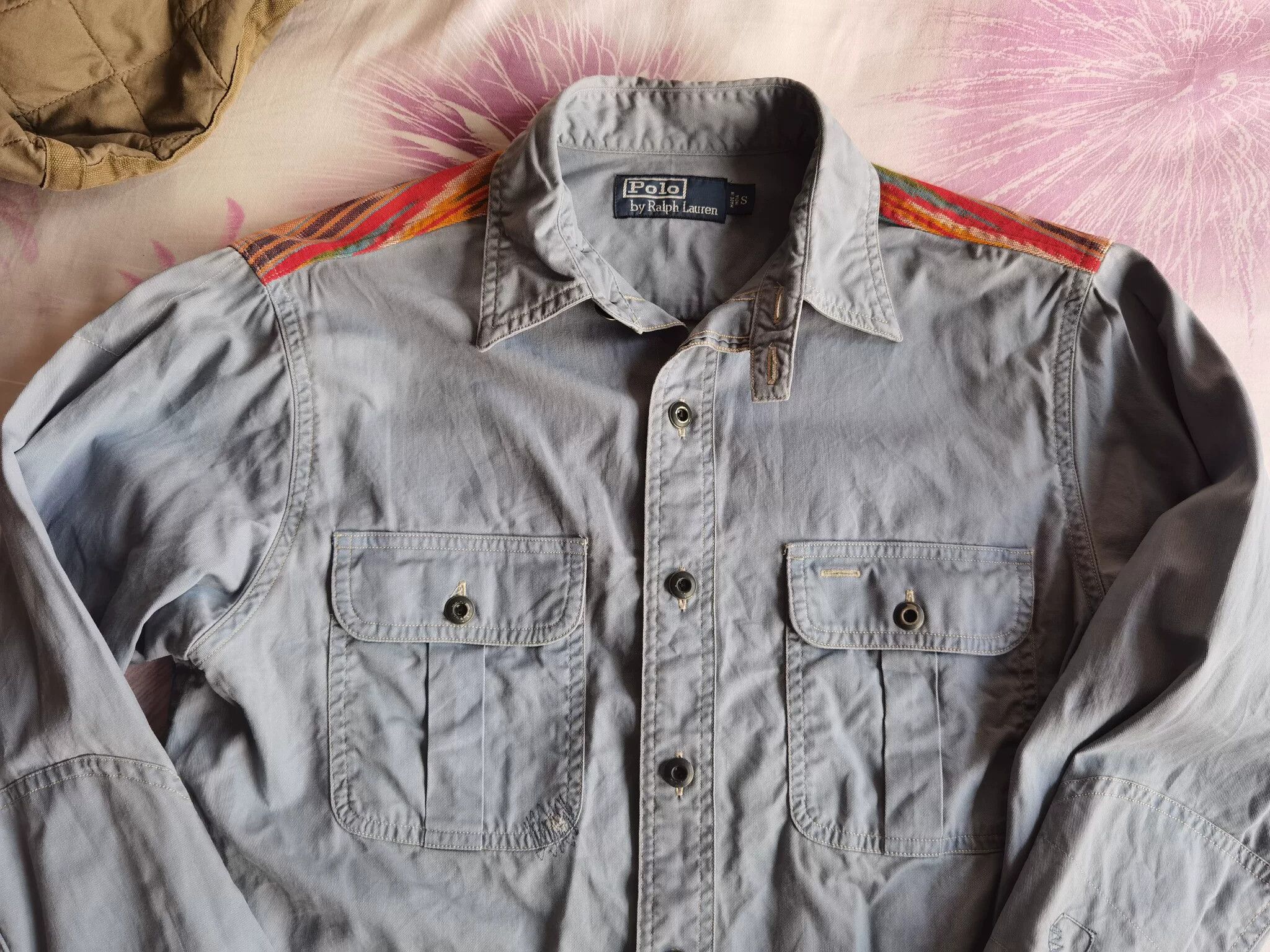 RRL Ralph Lauren RRL Distressed Sashiko Patch Western Shirt Size US M / EU 48-50 / 2 - 3 Thumbnail