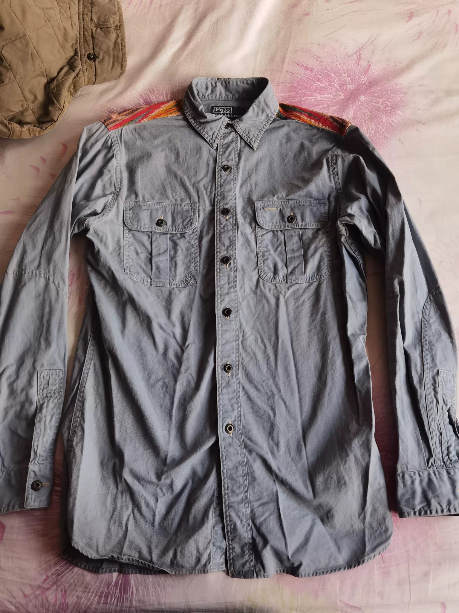 RRL Ralph Lauren RRL Distressed Sashiko Patch Western Shirt Size US M / EU 48-50 / 2 - 2 Thumbnail