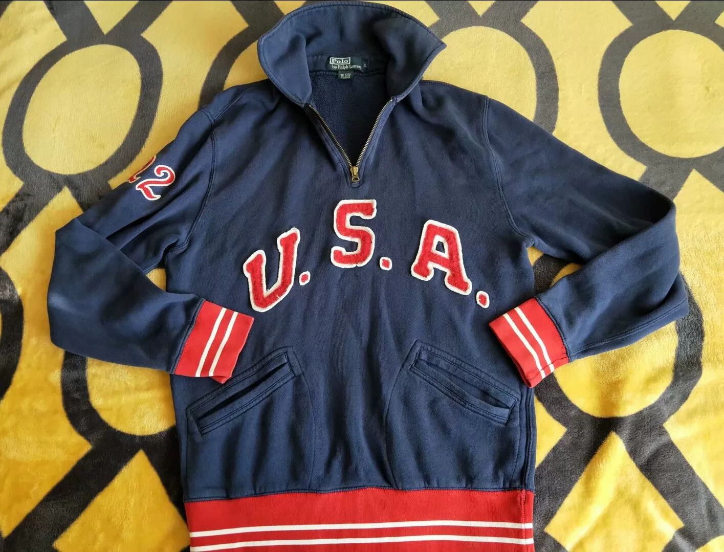 RRL Ralph Lauren Ralph Lauren Vintage Blue Half-Zip Hoodie Size US L / EU 52-54 / 3 - 4 Thumbnail