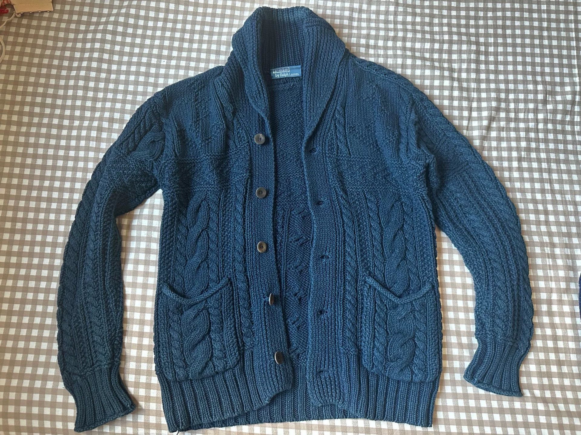 RRL Ralph Lauren RRL Ralph Lauren Vintage Indigo Cable Knit Cardigan Size US M / EU 48-50 / 2 - 2 Thumbnail