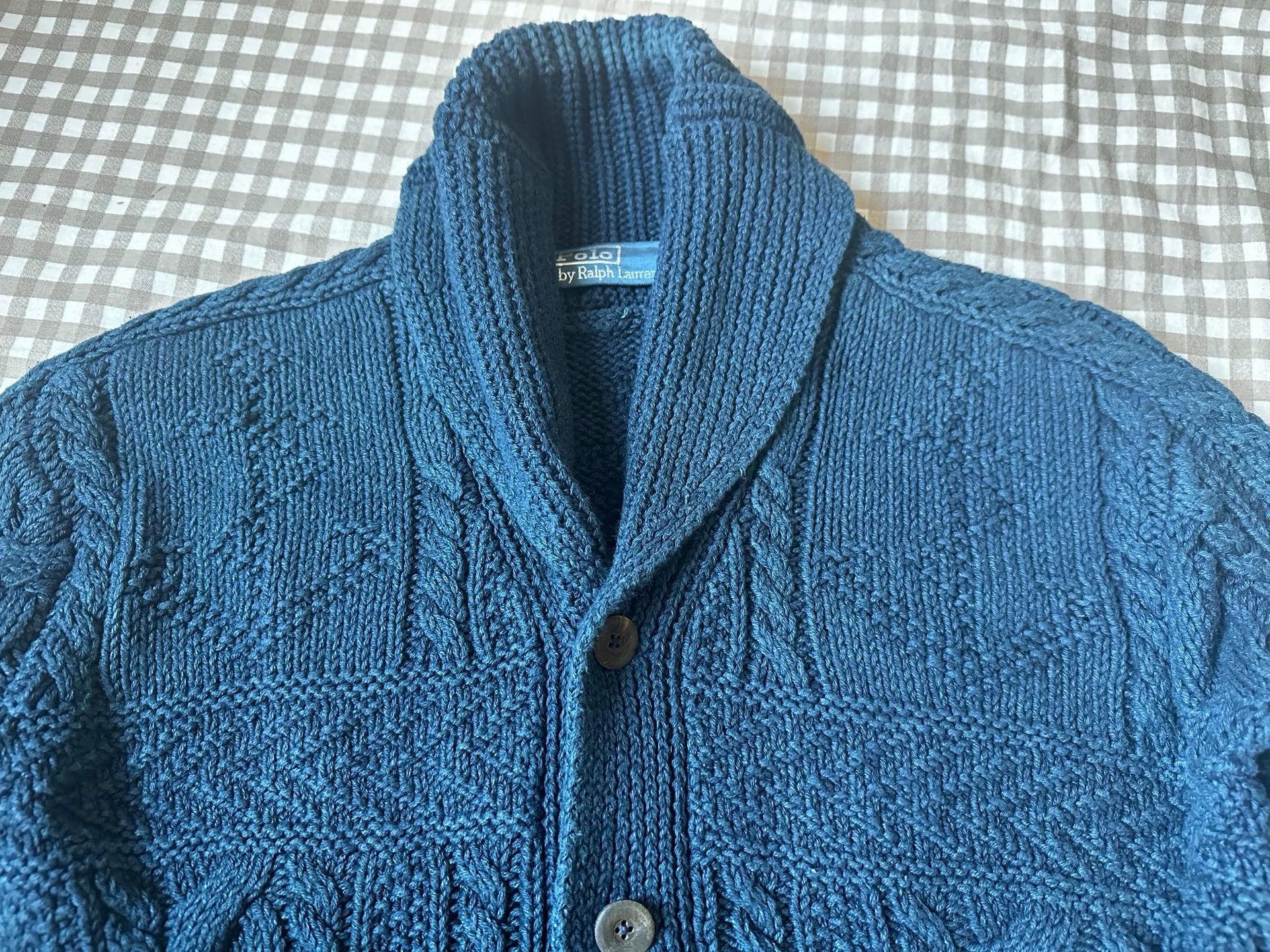 RRL Ralph Lauren RRL Ralph Lauren Vintage Indigo Cable Knit Cardigan Size US M / EU 48-50 / 2 - 4 Thumbnail