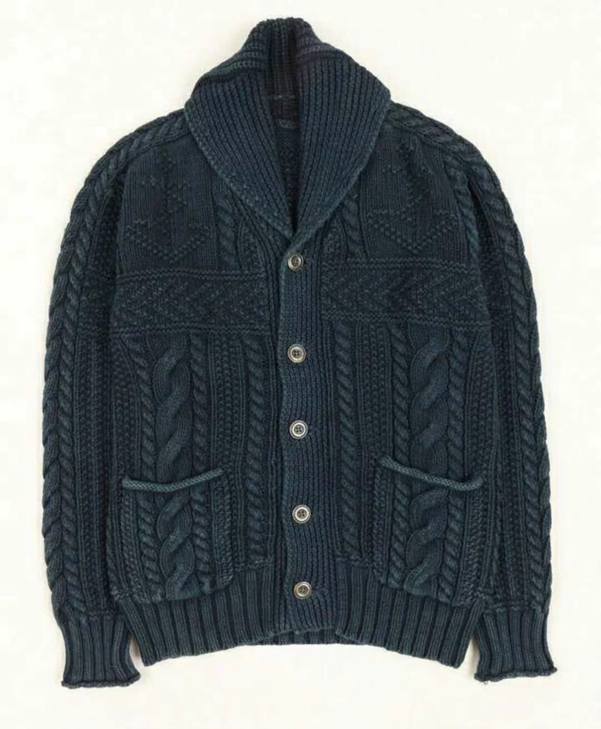 RRL Ralph Lauren RRL Ralph Lauren Vintage Indigo Cable Knit Cardigan Size US M / EU 48-50 / 2 - 8 Thumbnail
