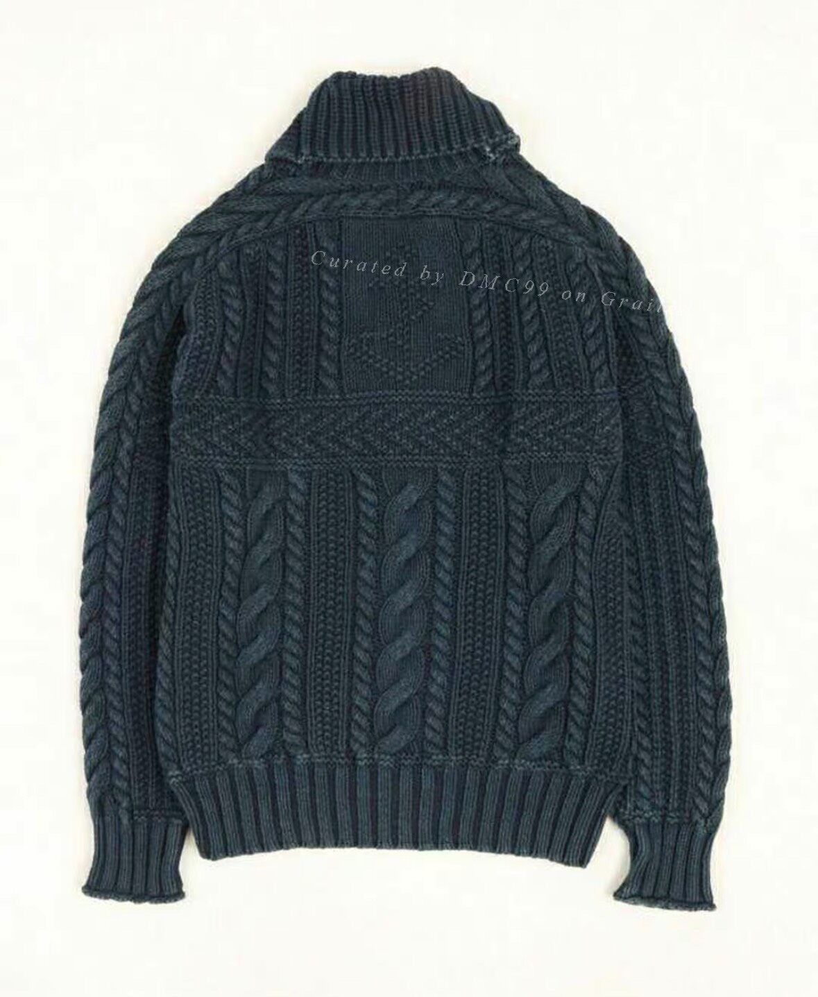 RRL Ralph Lauren RRL Ralph Lauren Vintage Indigo Cable Knit Cardigan Size US M / EU 48-50 / 2 - 9 Thumbnail