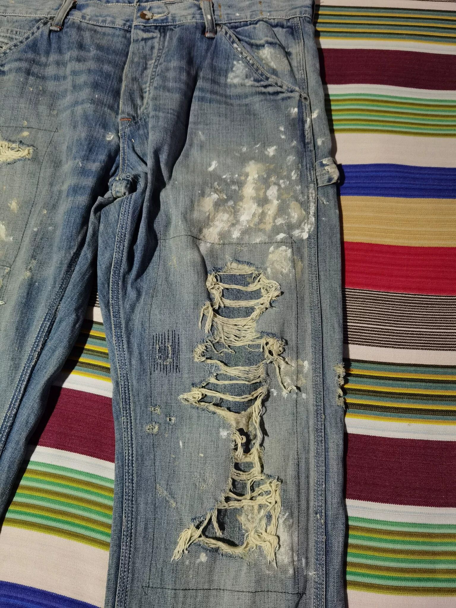 RRL Ralph Lauren Ralph Lauren Extremely Distressed Paint Jeans Size US 30 / EU 46 - 2 Thumbnail