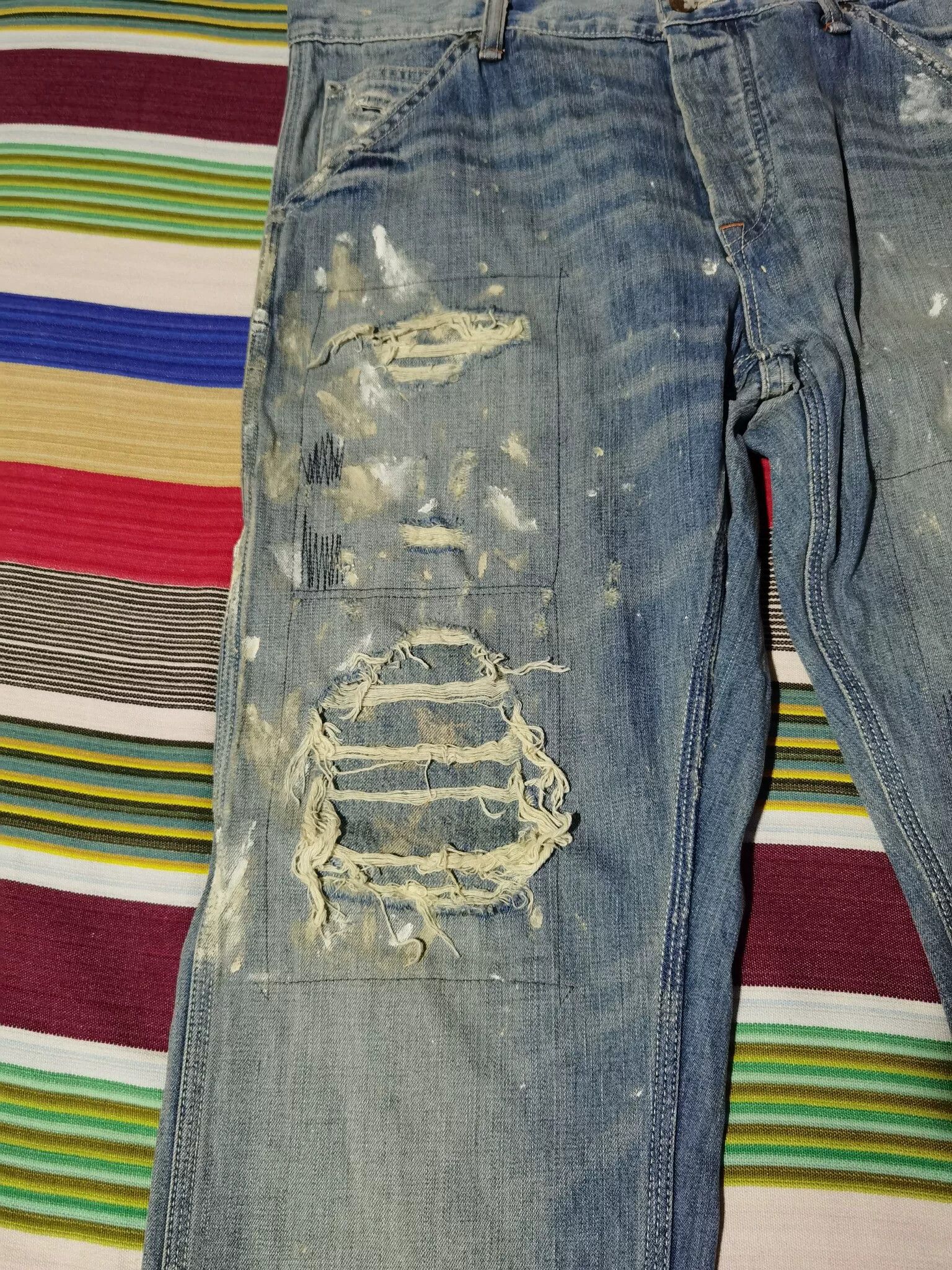 RRL Ralph Lauren Ralph Lauren Extremely Distressed Paint Jeans Size US 30 / EU 46 - 3 Thumbnail