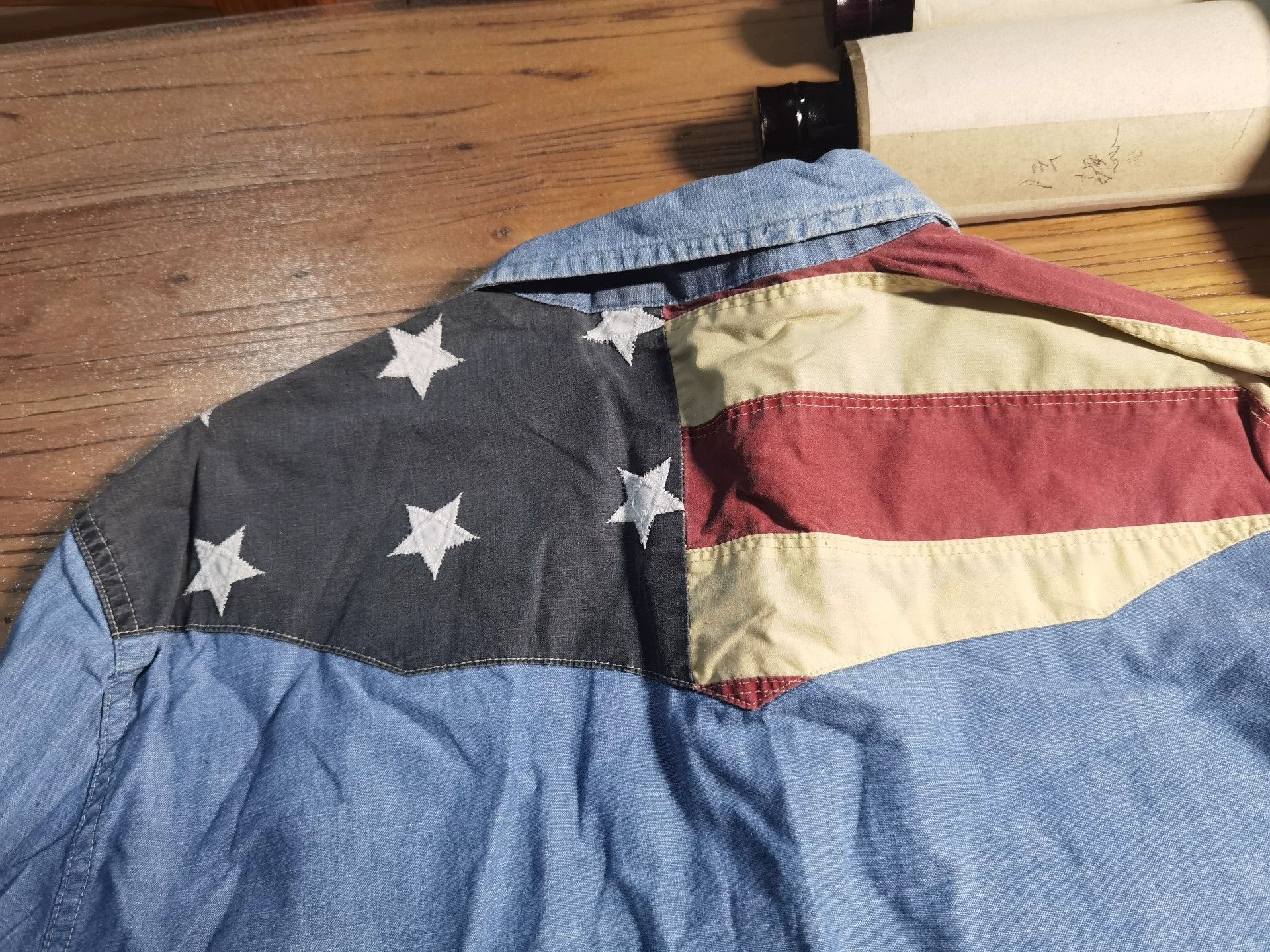 Denim & Supply Ralph Lauren Ralph Lauren Denim Supply Distressed Flag Denim Shirt Size US M / EU 48-50 / 2 - 4 Thumbnail