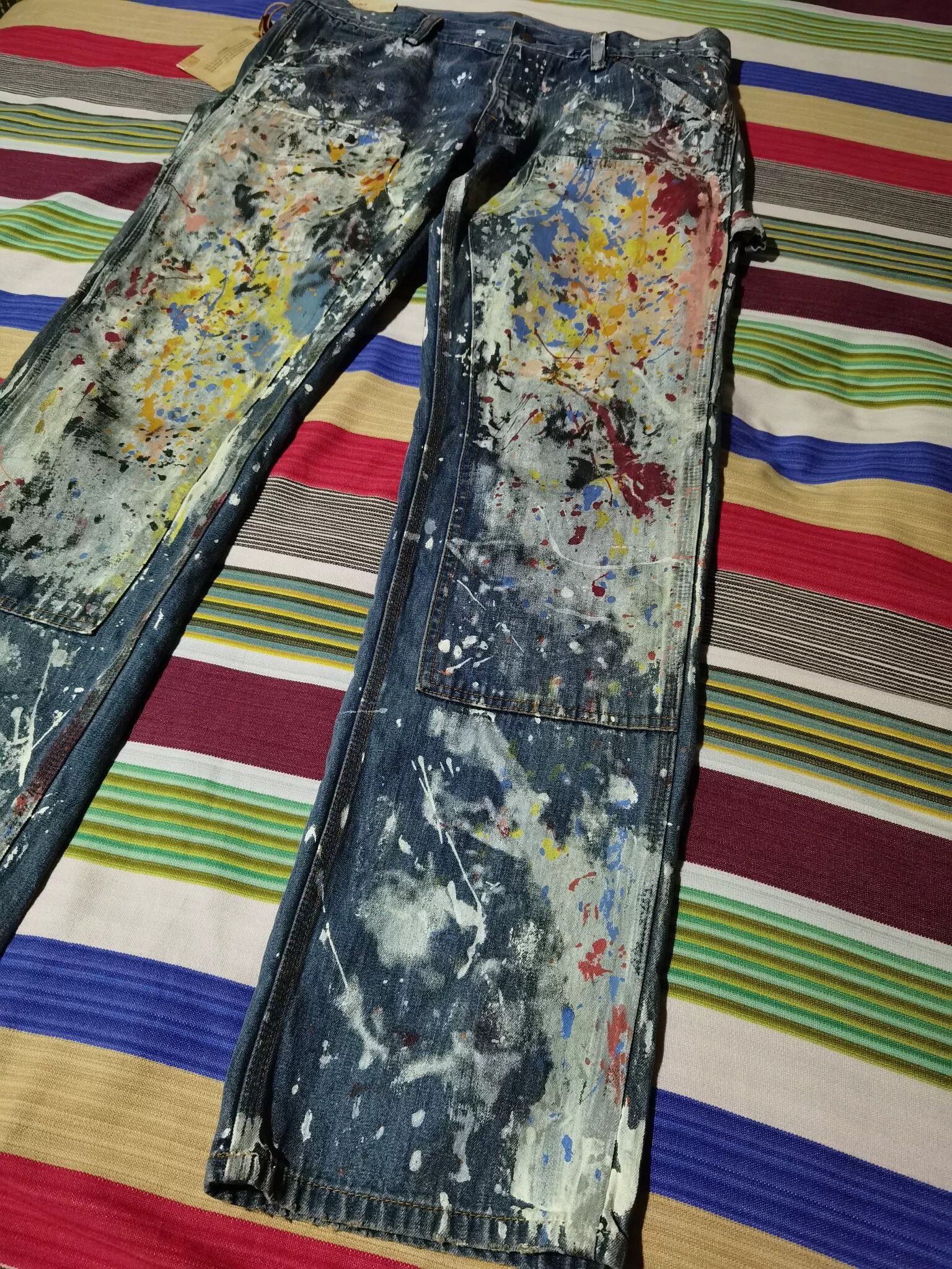 RRL Ralph Lauren Ralph Lauren Denim Paint Splatter Work Pants Size US 30 / EU 46 - 2 Thumbnail