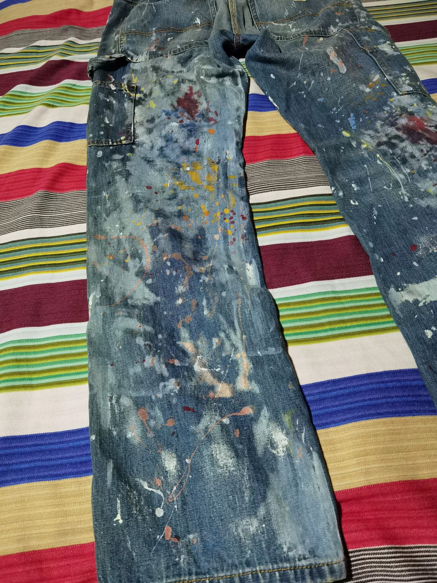 RRL Ralph Lauren Ralph Lauren Denim Paint Splatter Work Pants Size US 30 / EU 46 - 6 Thumbnail