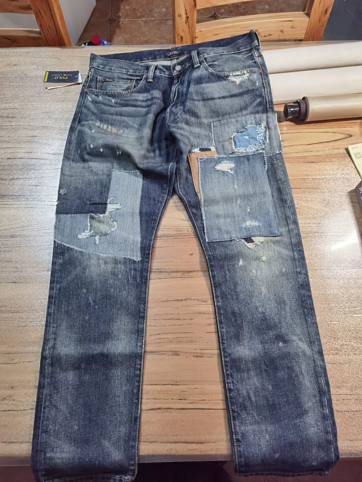 RRL Ralph Lauren RRL Ralph Lauren Extreme Distressed Paint Jeans Size US 30 / EU 46 - 2 Thumbnail