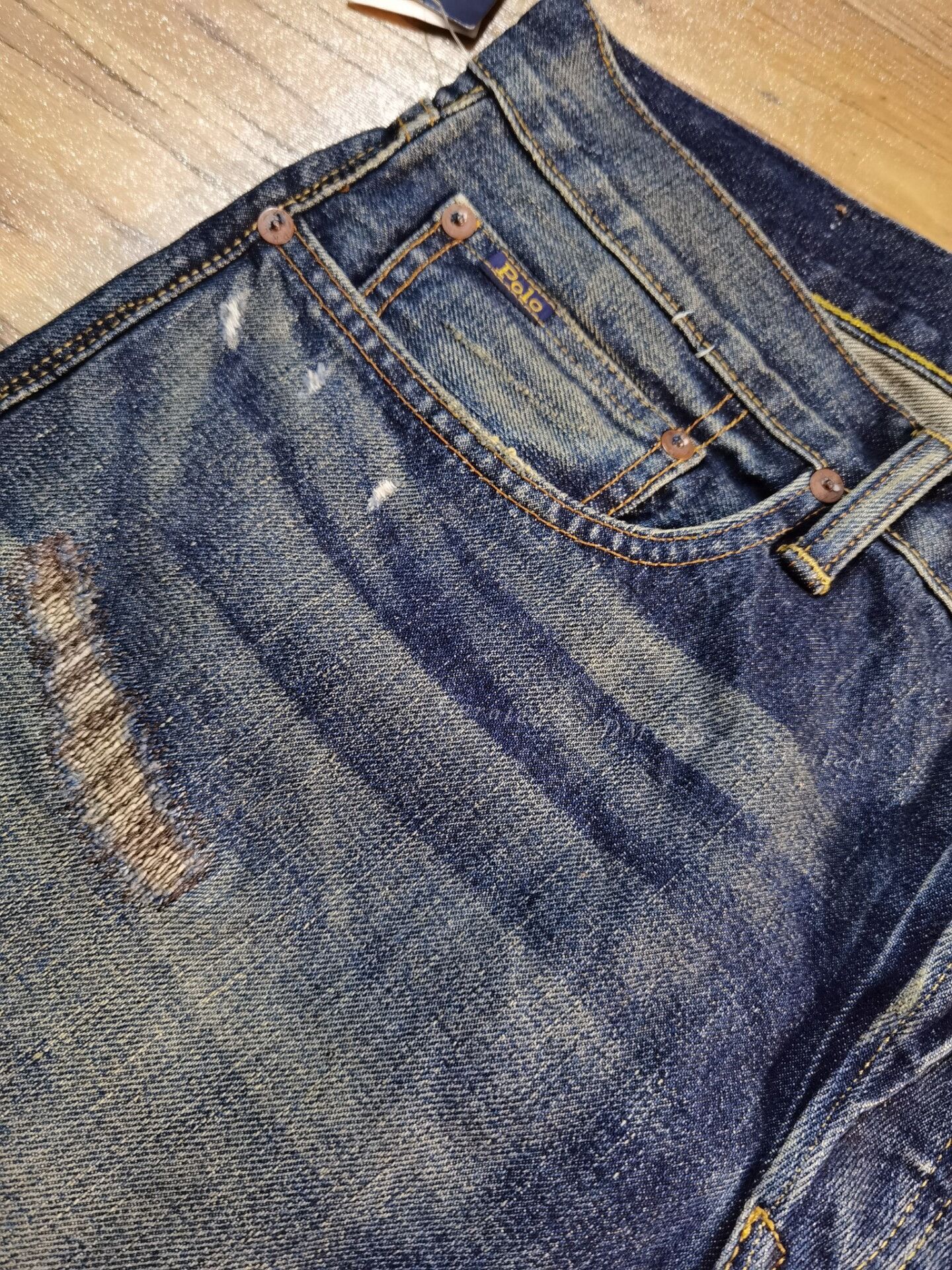 RRL Ralph Lauren RRL Ralph Lauren Extreme Distressed Paint Jeans Size US 30 / EU 46 - 8 Thumbnail