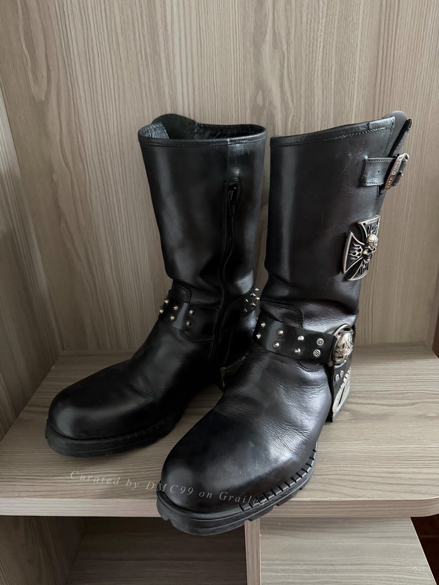 New Rock Newrock Skull Cross Motorcycle Buckle Boots Size US 10 / EU 43 - 5 Thumbnail