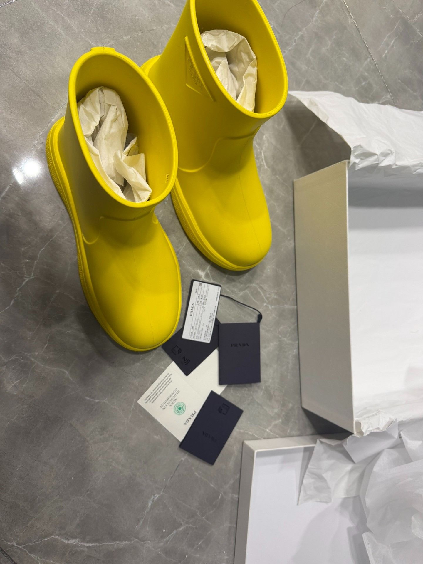 Prada Prada Yellow Short Rain Boots Size US 7 / IT 37 - 6 Thumbnail
