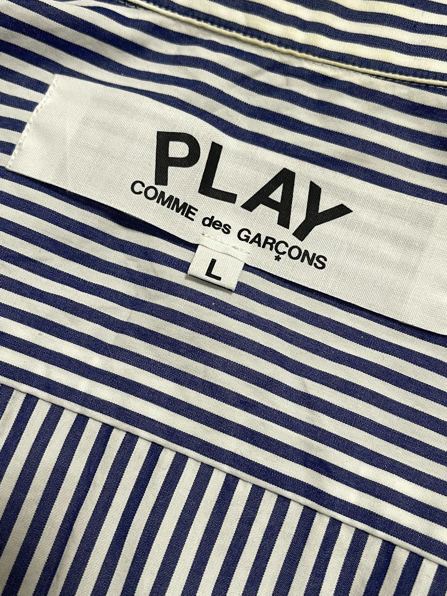 Comme des Garcons PLAY CDG Play Striped Black Heart Shirt Size US L / EU 52-54 / 3 - 3 Thumbnail