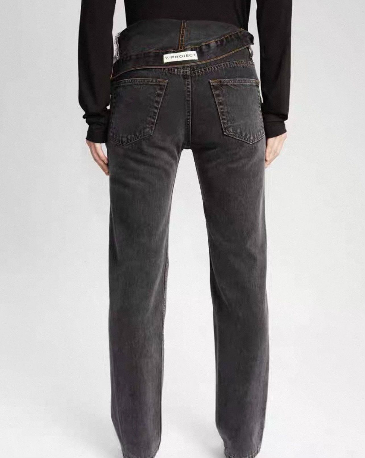 DEN IM by SIKI IM Y/Project Asymmetric Straight Jeans Men's Black Size US 31 - 2 Thumbnail