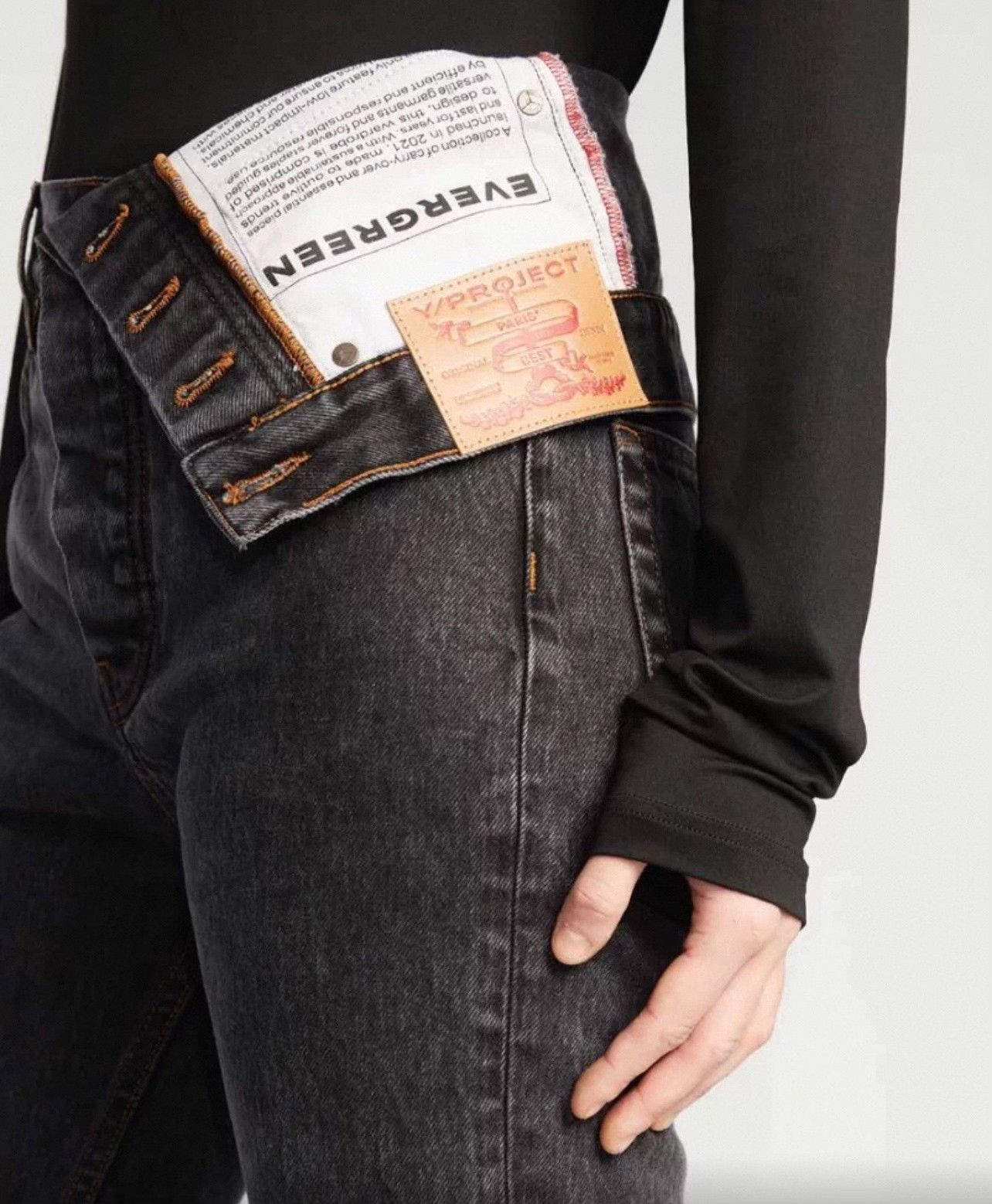 DEN IM by SIKI IM Y/Project Asymmetric Straight Jeans Men's Black Size US 31 - 3 Thumbnail