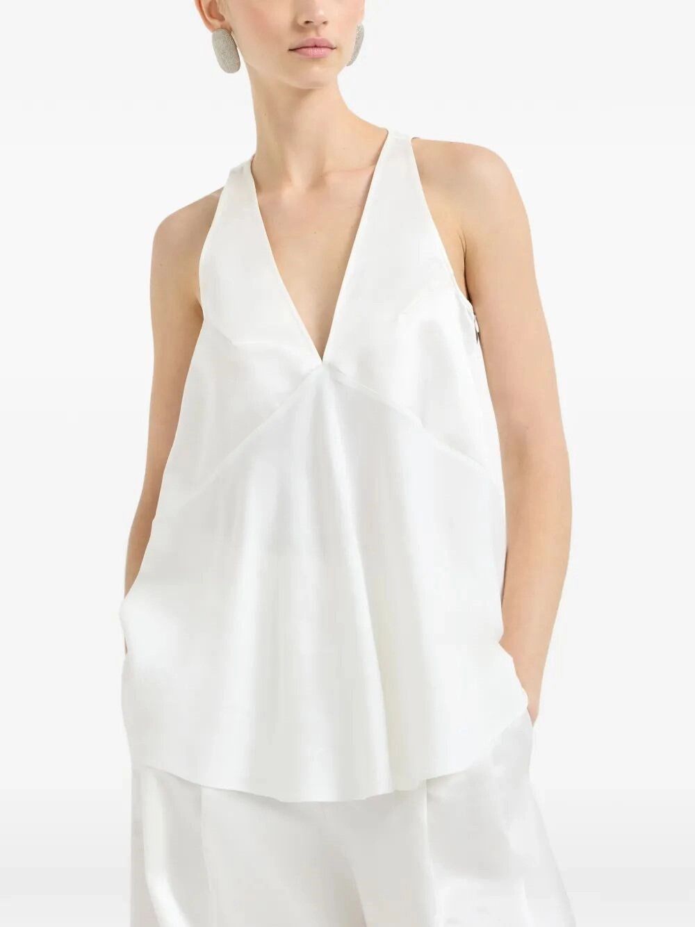 Brunello Cucinelli Satin Top Size L / US 10 / IT 46 - 3 Thumbnail