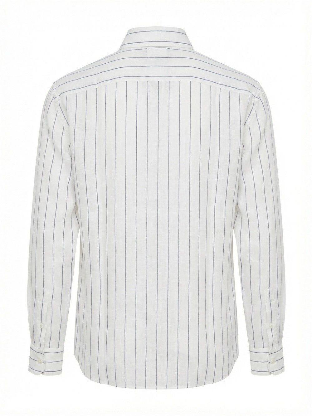Brunello Cucinelli Stripe Linen Easy Fit Shirt With Spread Collar Size US XL / EU 56 / 4 - 2 Thumbnail