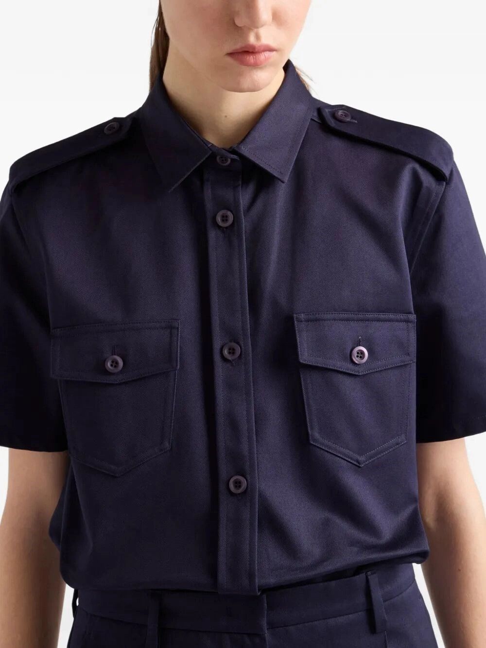 Prada Short-Sleeve Uniform Shirt Size M / US 6-8 / IT 42-44 - 3 Thumbnail