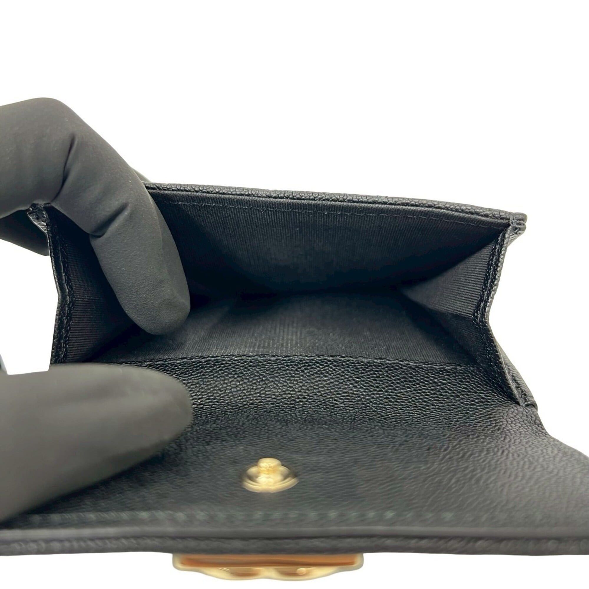 Chanel CHANEL Boy Chanel Coco Mark Caviar Skin Tri-fold Wallet Black 54611 Size ONE SIZE - 10 Thumbnail