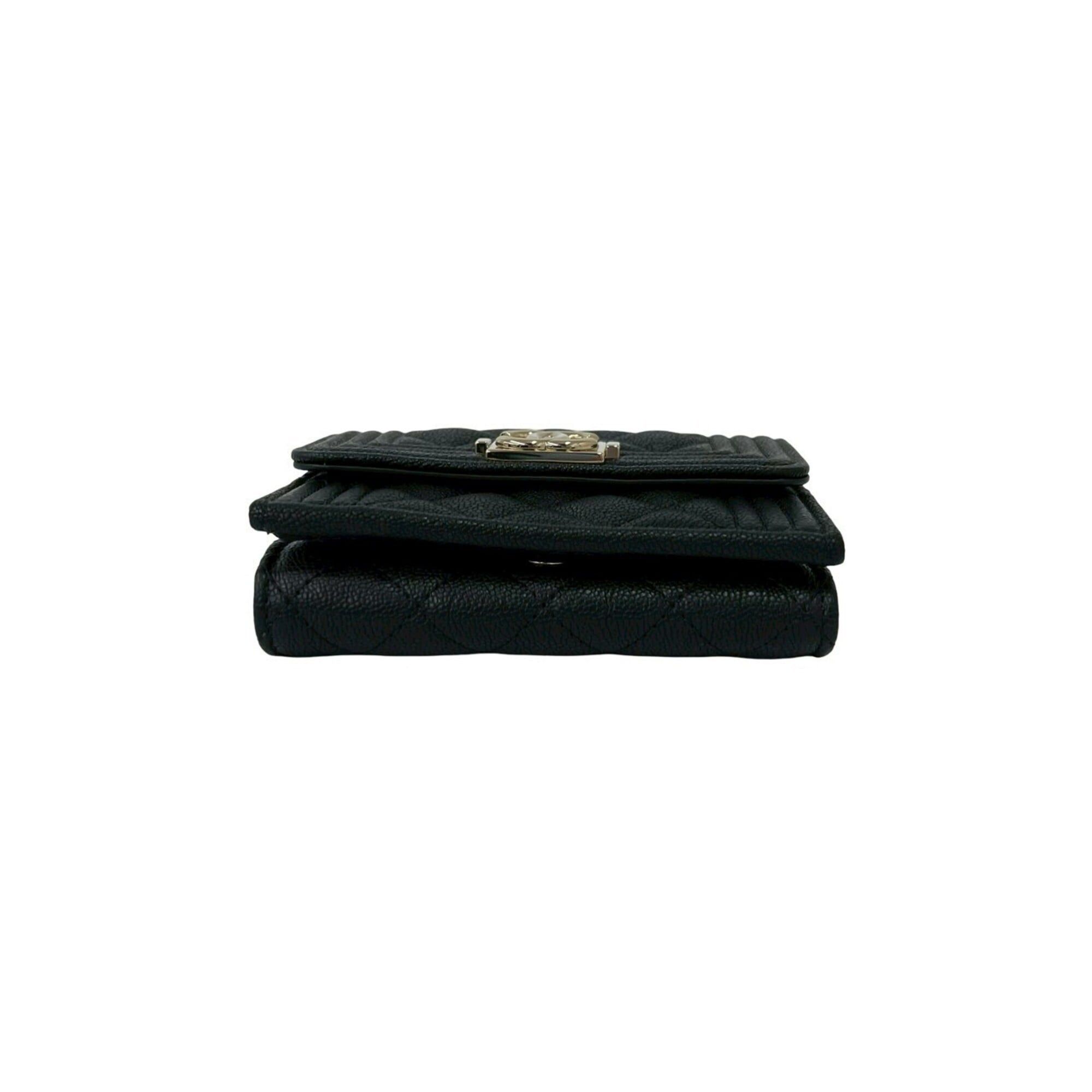 Chanel CHANEL Boy Chanel Coco Mark Caviar Skin Tri-fold Wallet Black 54611 Size ONE SIZE - 6 Thumbnail