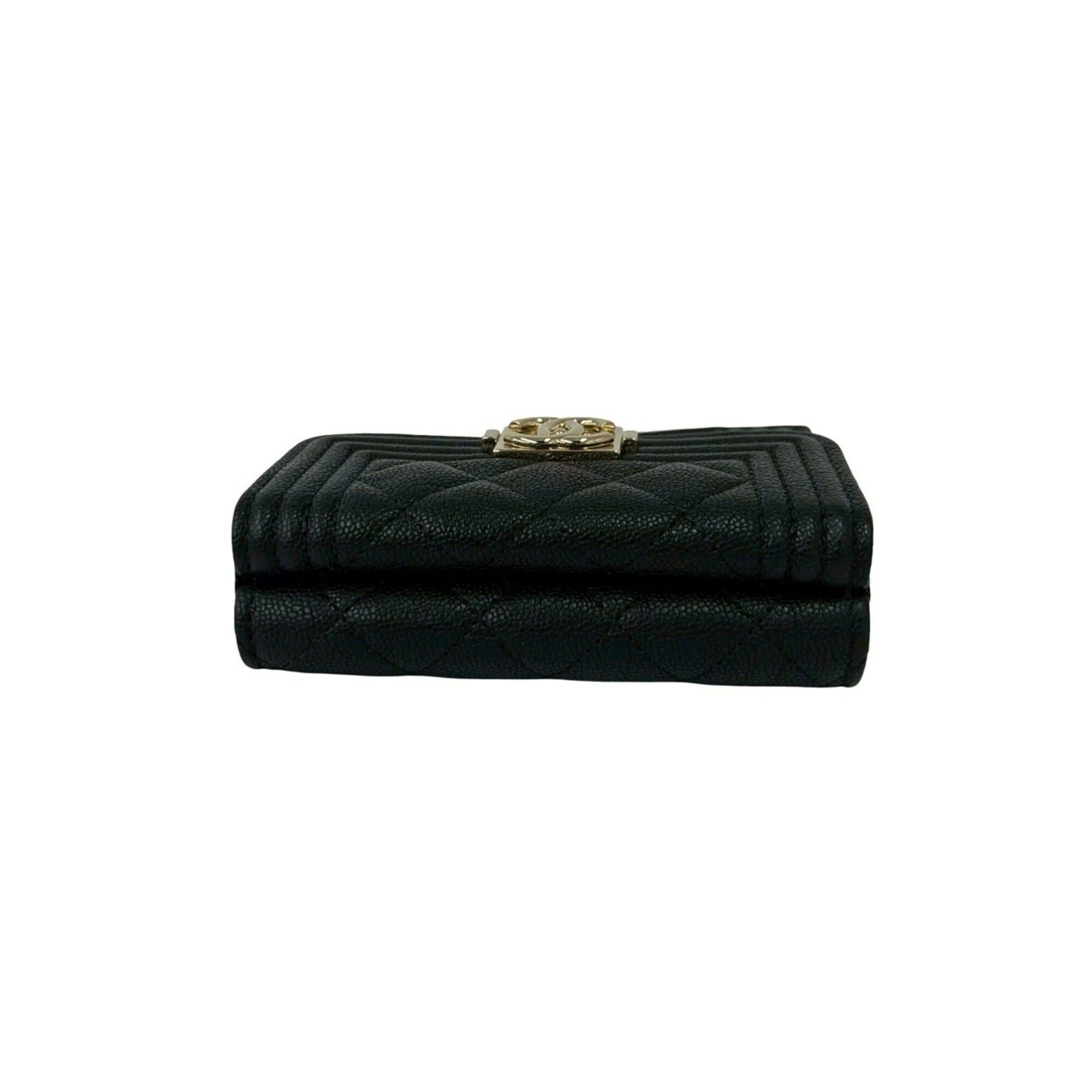 Chanel CHANEL Boy Chanel Coco Mark Caviar Skin Tri-fold Wallet Black 54611 Size ONE SIZE - 3 Thumbnail