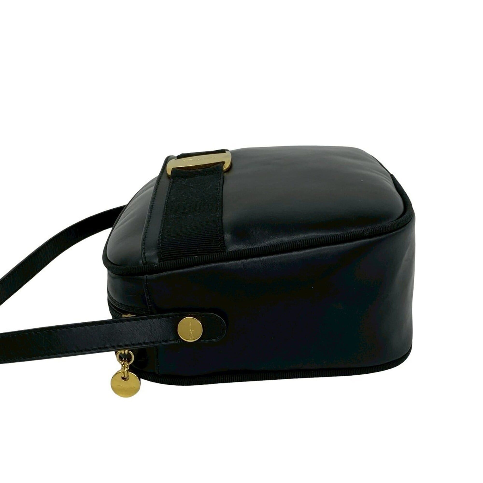 Salvatore Ferragamo Salvatore Ferragamo Vintage Vara Ribbon Leather Shoulder Bag, Black, 21451 Size ONE SIZE - 5 Thumbnail