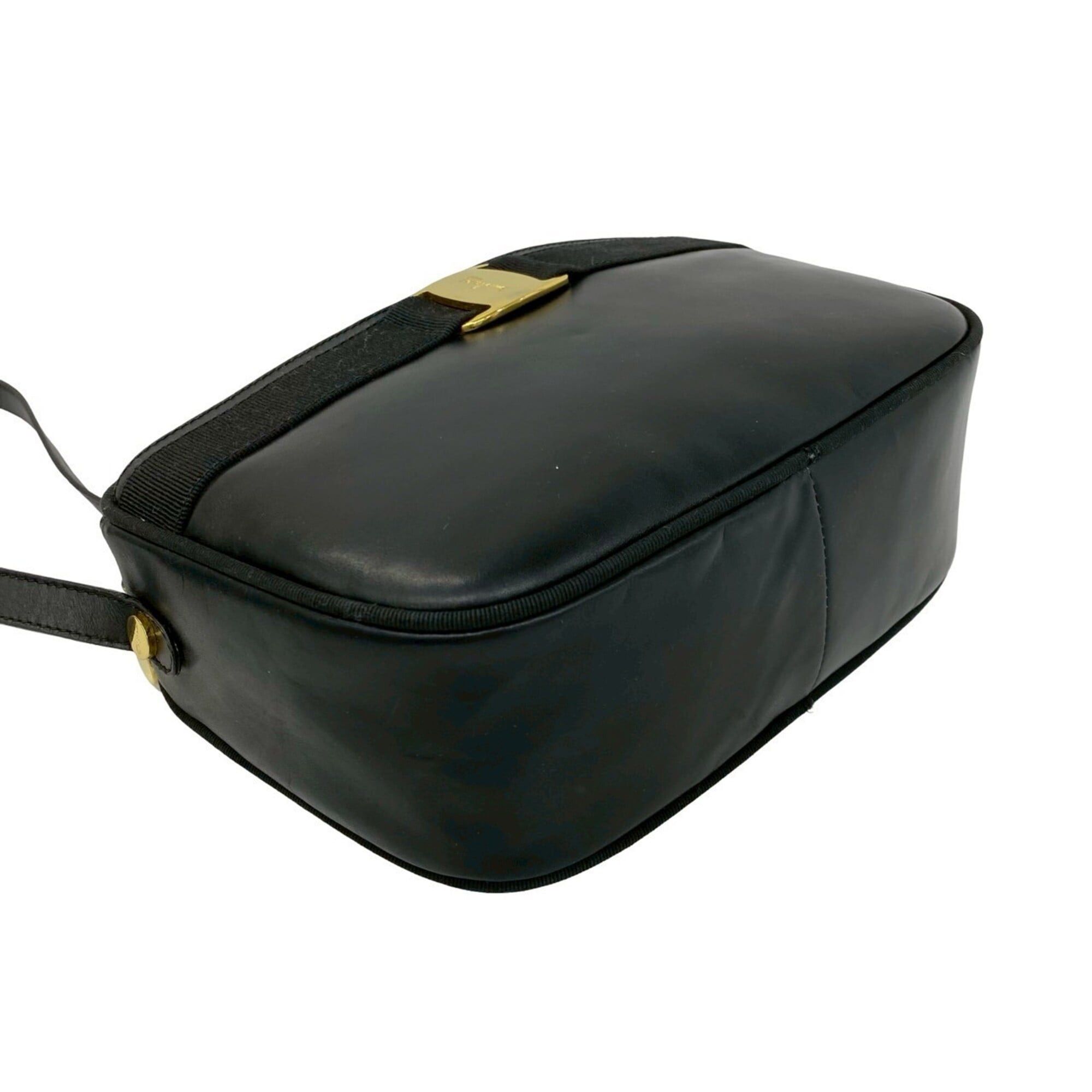 Salvatore Ferragamo Salvatore Ferragamo Vintage Vara Ribbon Leather Shoulder Bag, Black, 21451 Size ONE SIZE - 7 Thumbnail