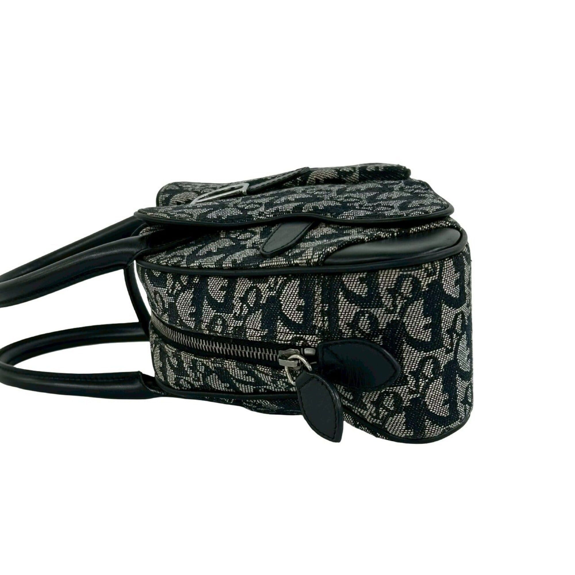 Dior Christian Dior Double Saddle Bag, Trotter Pattern, Canvas and Leather Handbag, Black, 31731 Size ONE SIZE - 5 Thumbnail