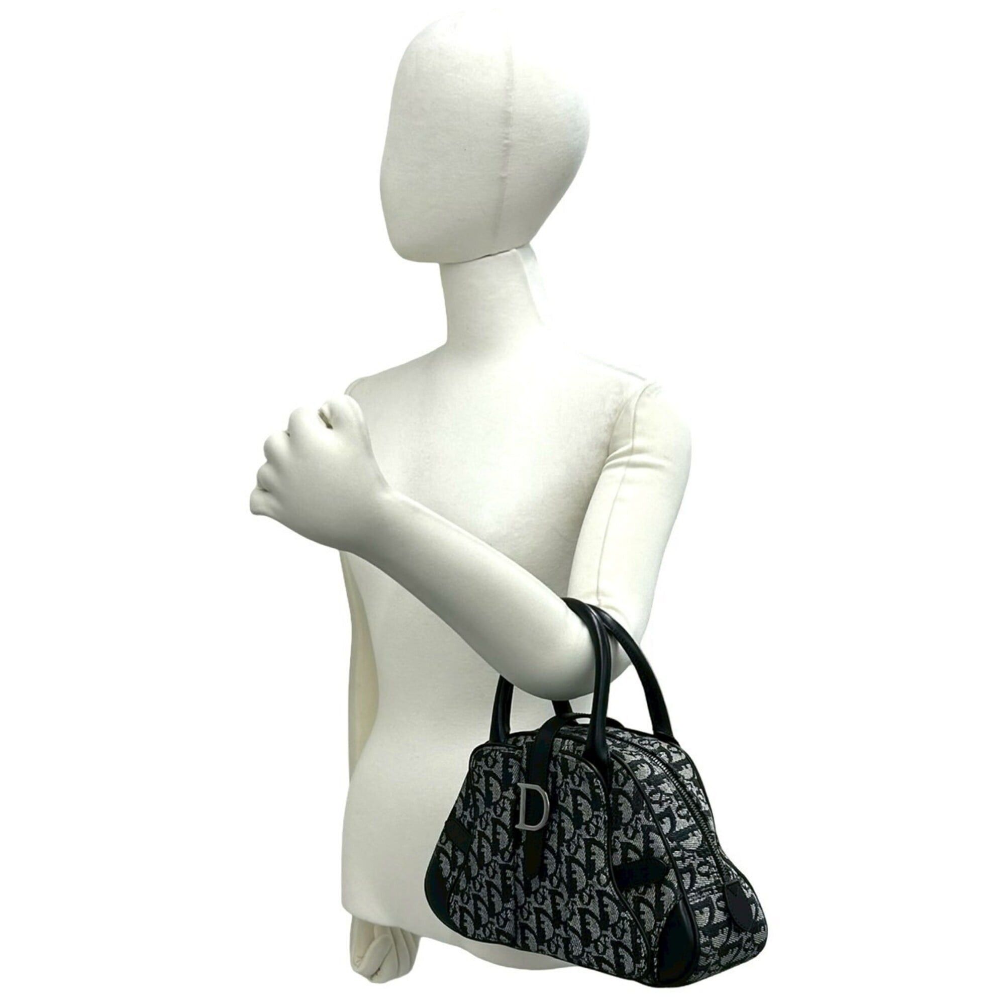Dior Christian Dior Double Saddle Bag, Trotter Pattern, Canvas and Leather Handbag, Black, 31731 Size ONE SIZE - 2 Thumbnail