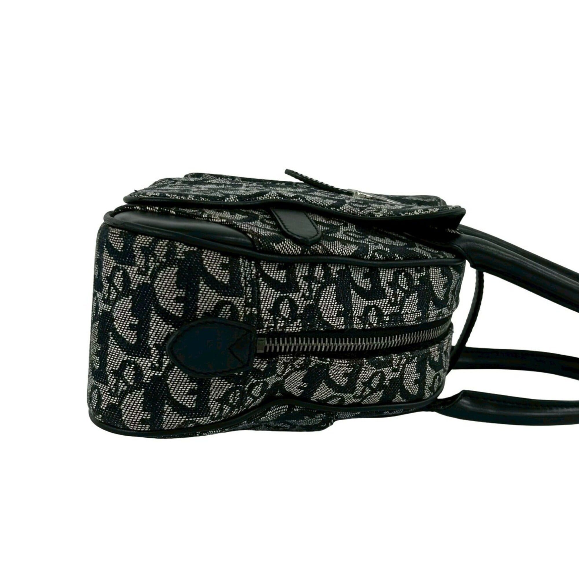 Dior Christian Dior Double Saddle Bag, Trotter Pattern, Canvas and Leather Handbag, Black, 31731 Size ONE SIZE - 6 Thumbnail