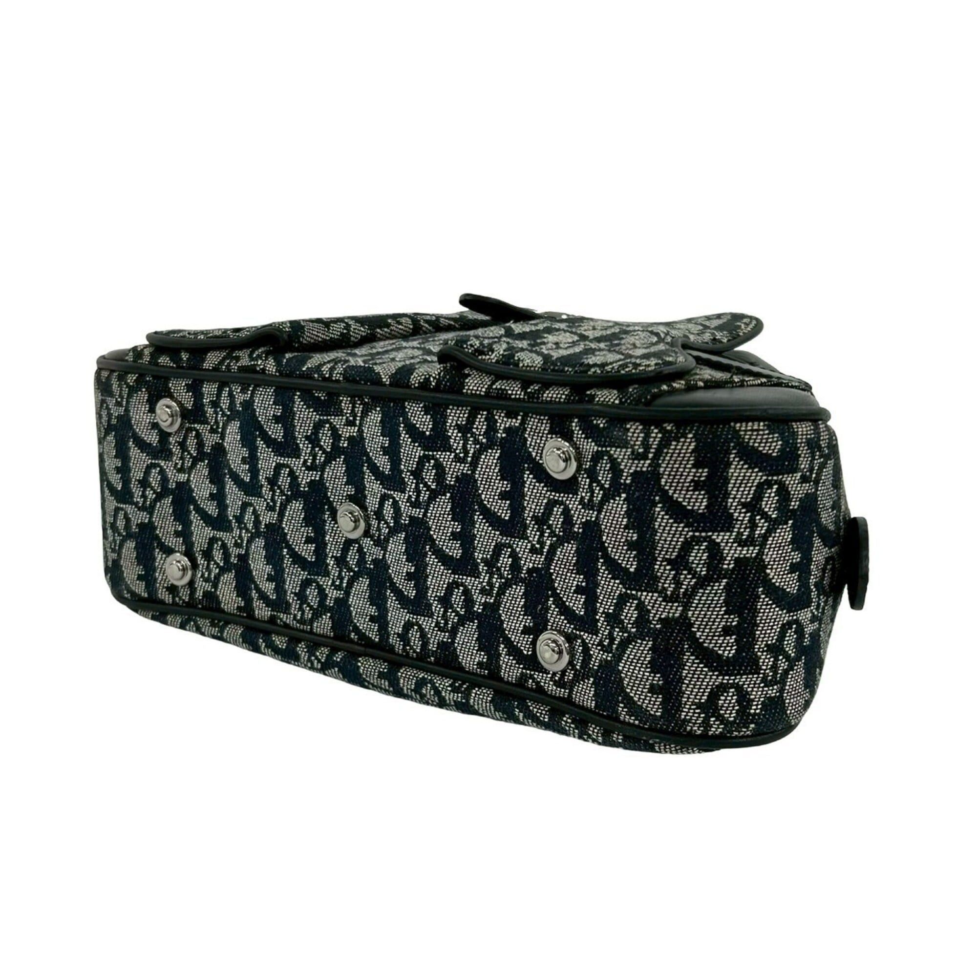 Dior Christian Dior Double Saddle Bag, Trotter Pattern, Canvas and Leather Handbag, Black, 31731 Size ONE SIZE - 8 Thumbnail