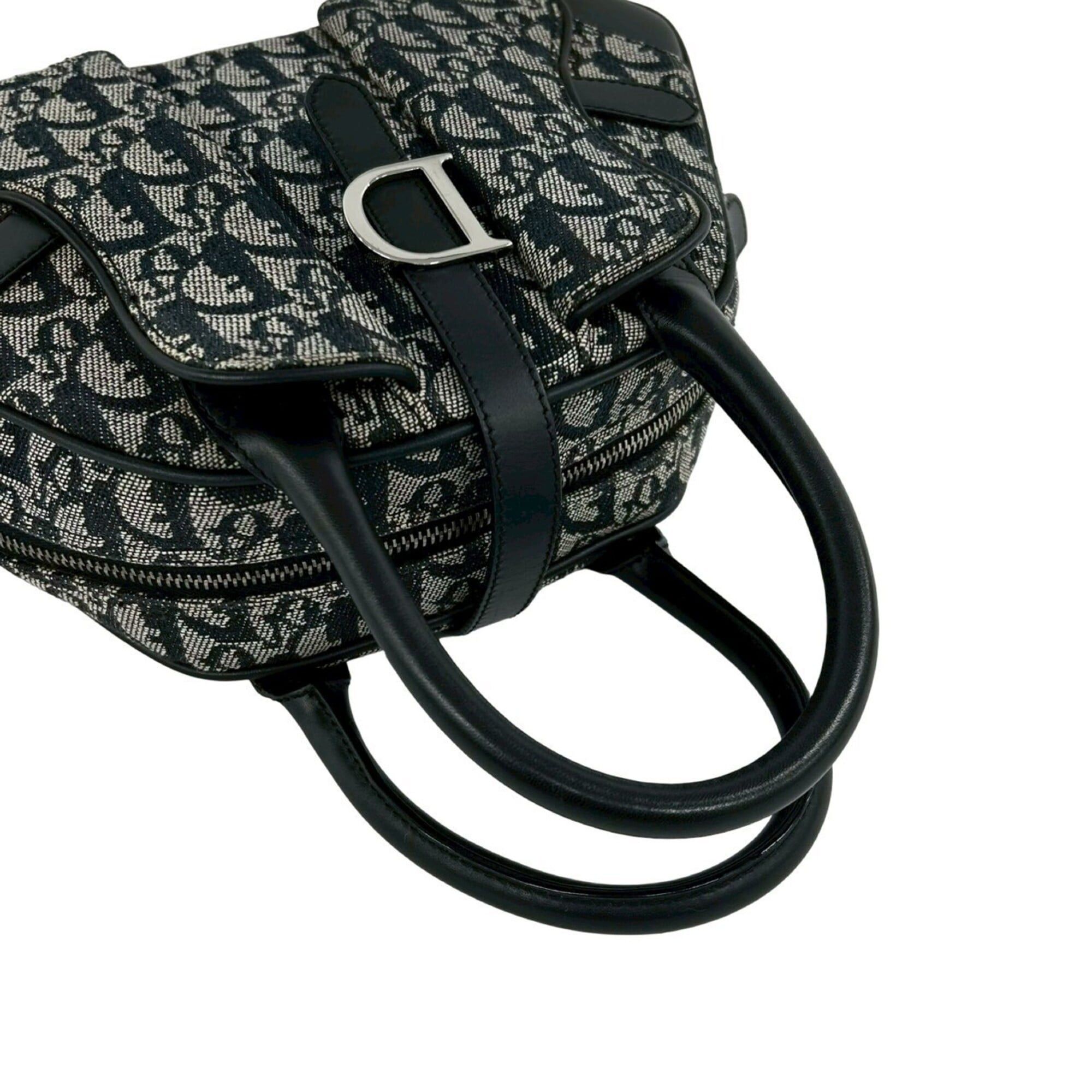 Dior Christian Dior Double Saddle Bag, Trotter Pattern, Canvas and Leather Handbag, Black, 31731 Size ONE SIZE - 4 Thumbnail