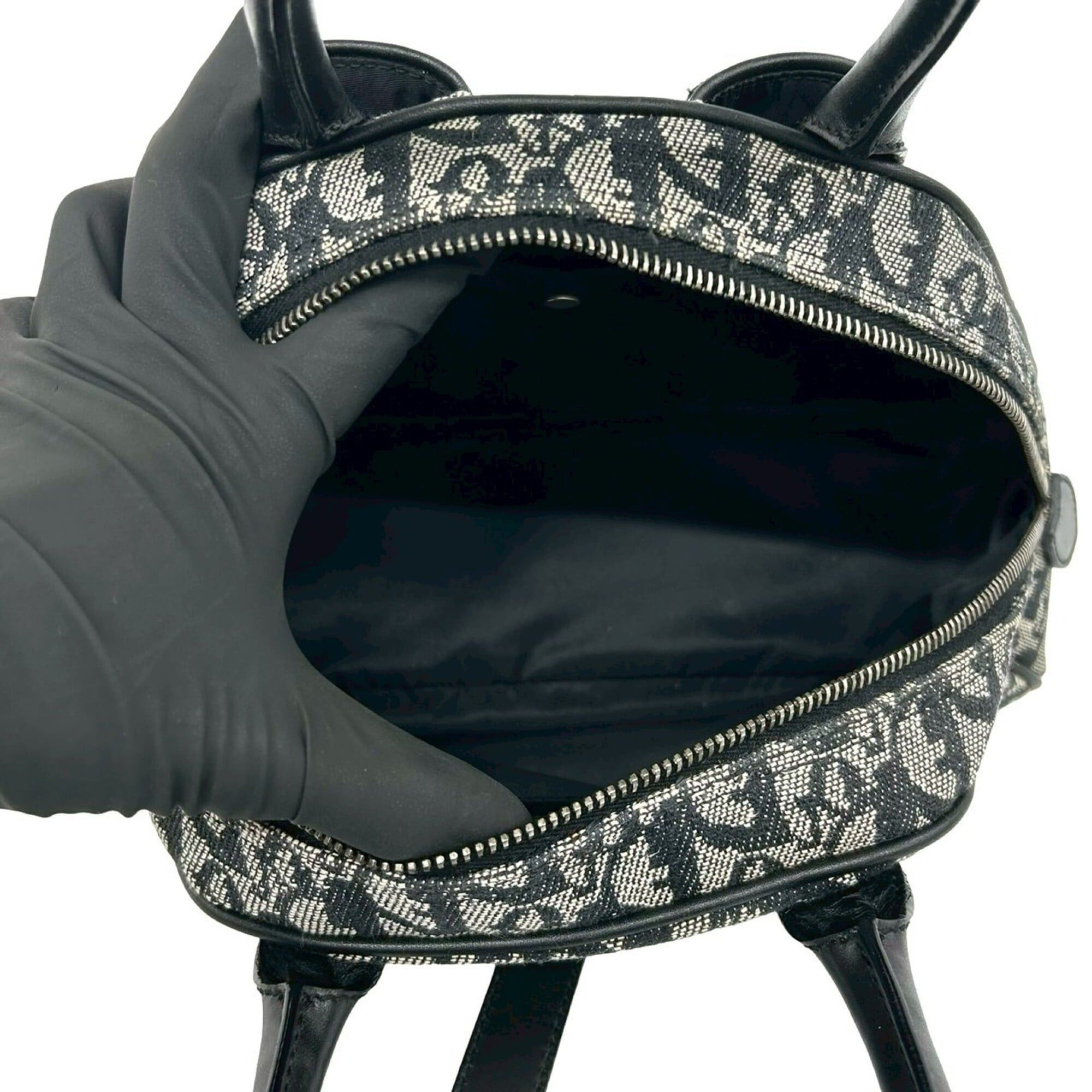 Dior Christian Dior Double Saddle Bag, Trotter Pattern, Canvas and Leather Handbag, Black, 31731 Size ONE SIZE - 9 Thumbnail