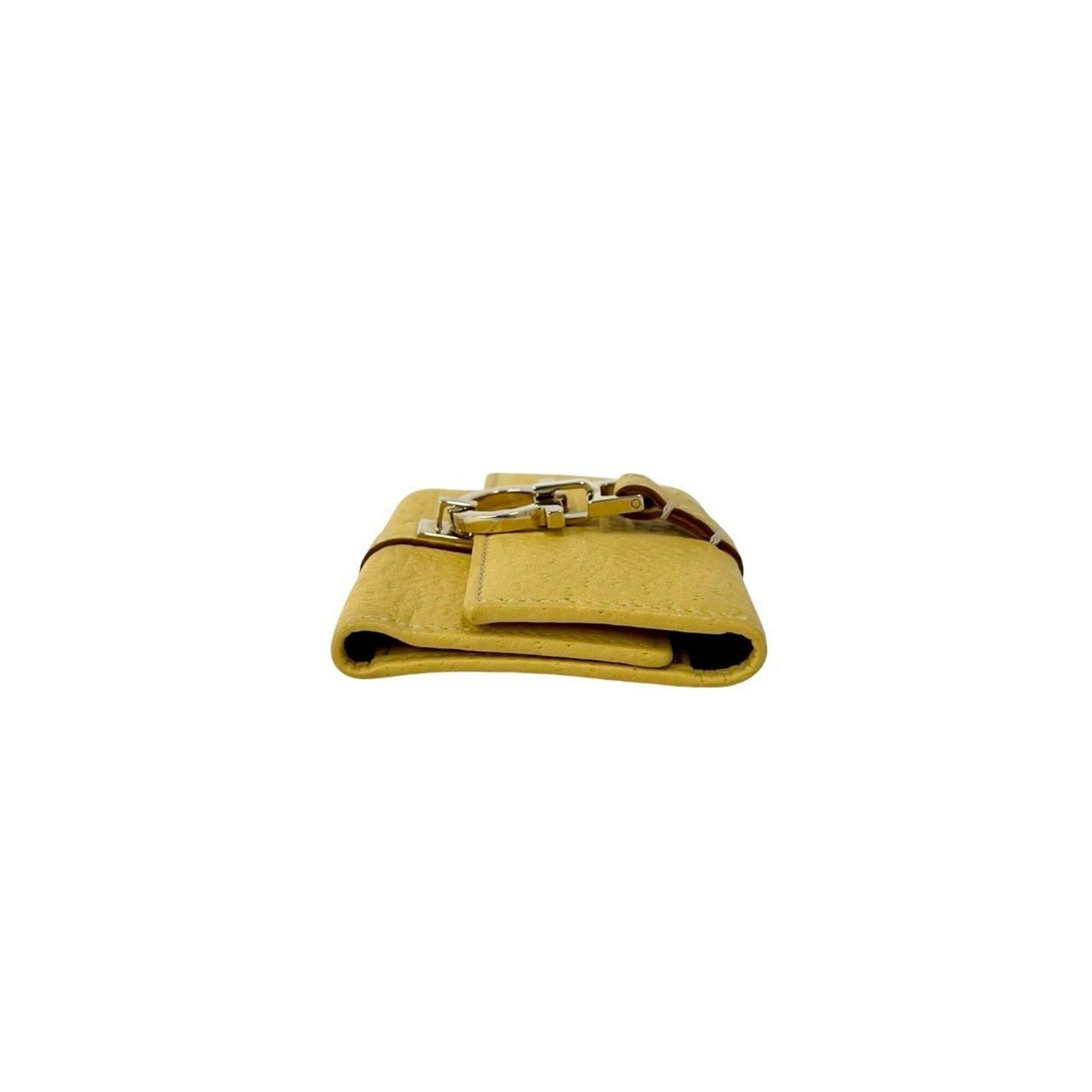 Salvatore Ferragamo Salvatore Ferragamo Gancini hardware leather tri-fold accessory/key case, 6-ring, yellow, 11007 Size ONE SIZE - 5 Thumbnail