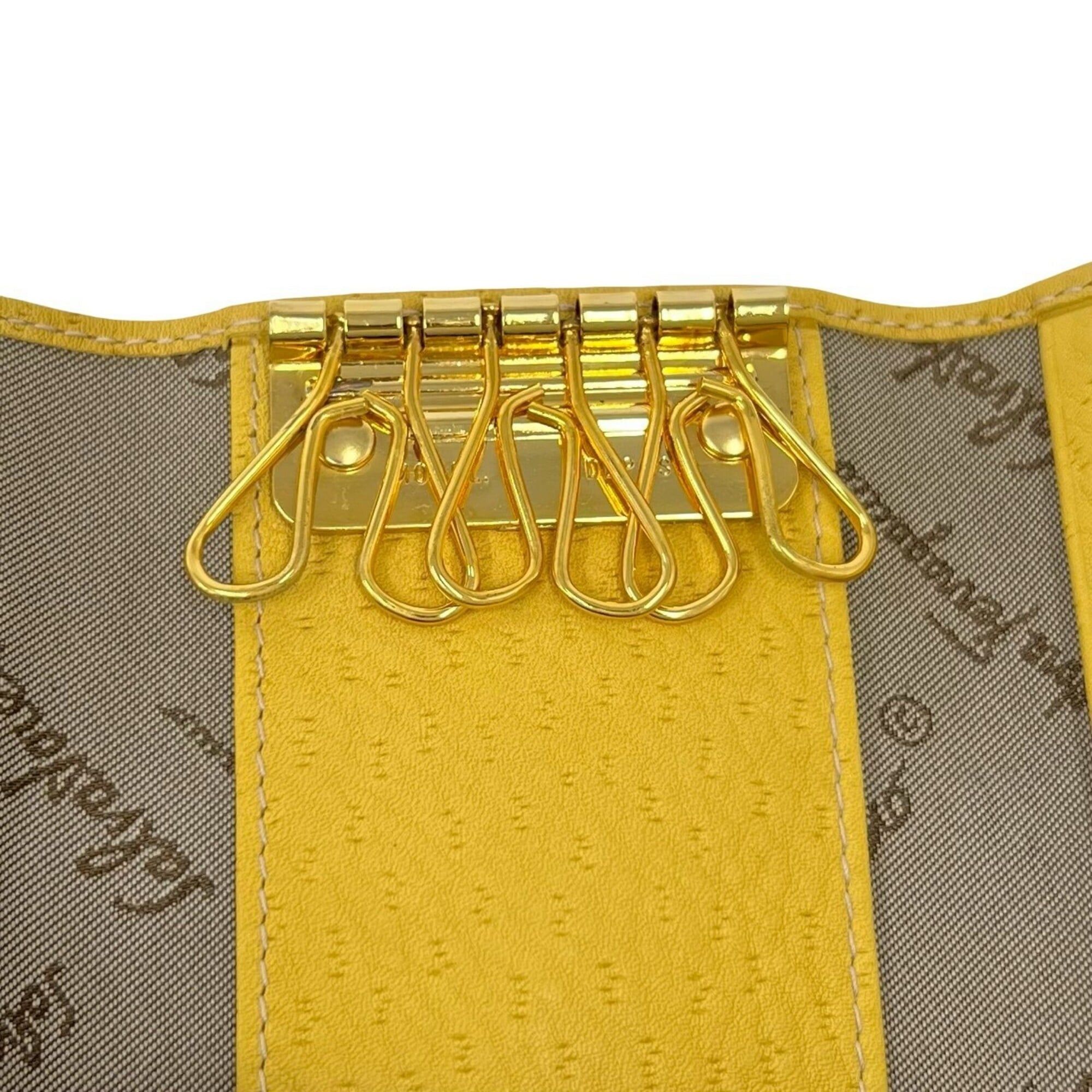 Salvatore Ferragamo Salvatore Ferragamo Gancini hardware leather tri-fold accessory/key case, 6-ring, yellow, 11007 Size ONE SIZE - 8 Thumbnail