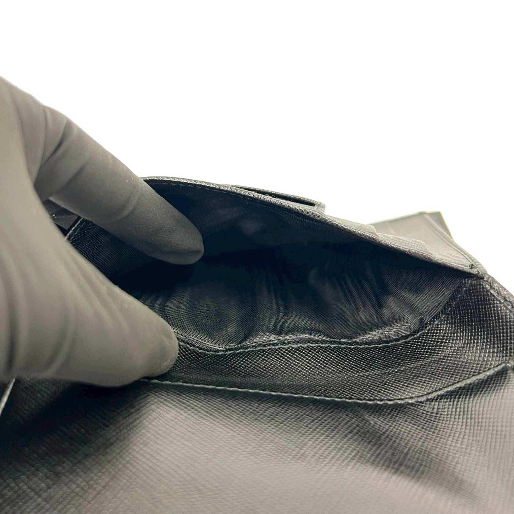 Prada PRADA Triangle Logo Hardware Tessuto Nylon Leather Tri-fold Wallet Black 22197 Size ONE SIZE - 9 Thumbnail