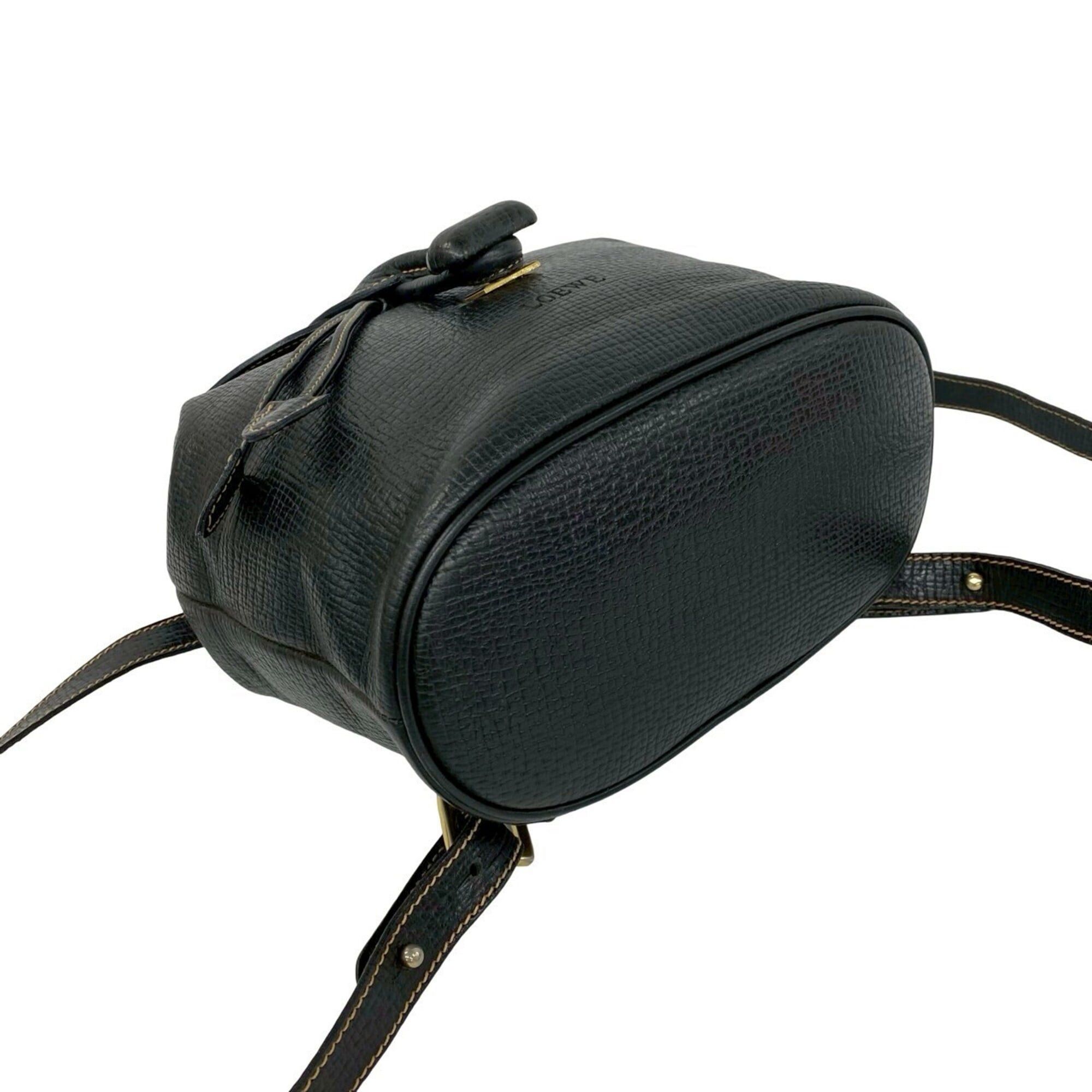 Loewe LOEWE Vintage Logo Leather Turnlock Drawstring Backpack Daypack Black 11546 Size ONE SIZE - 7 Thumbnail