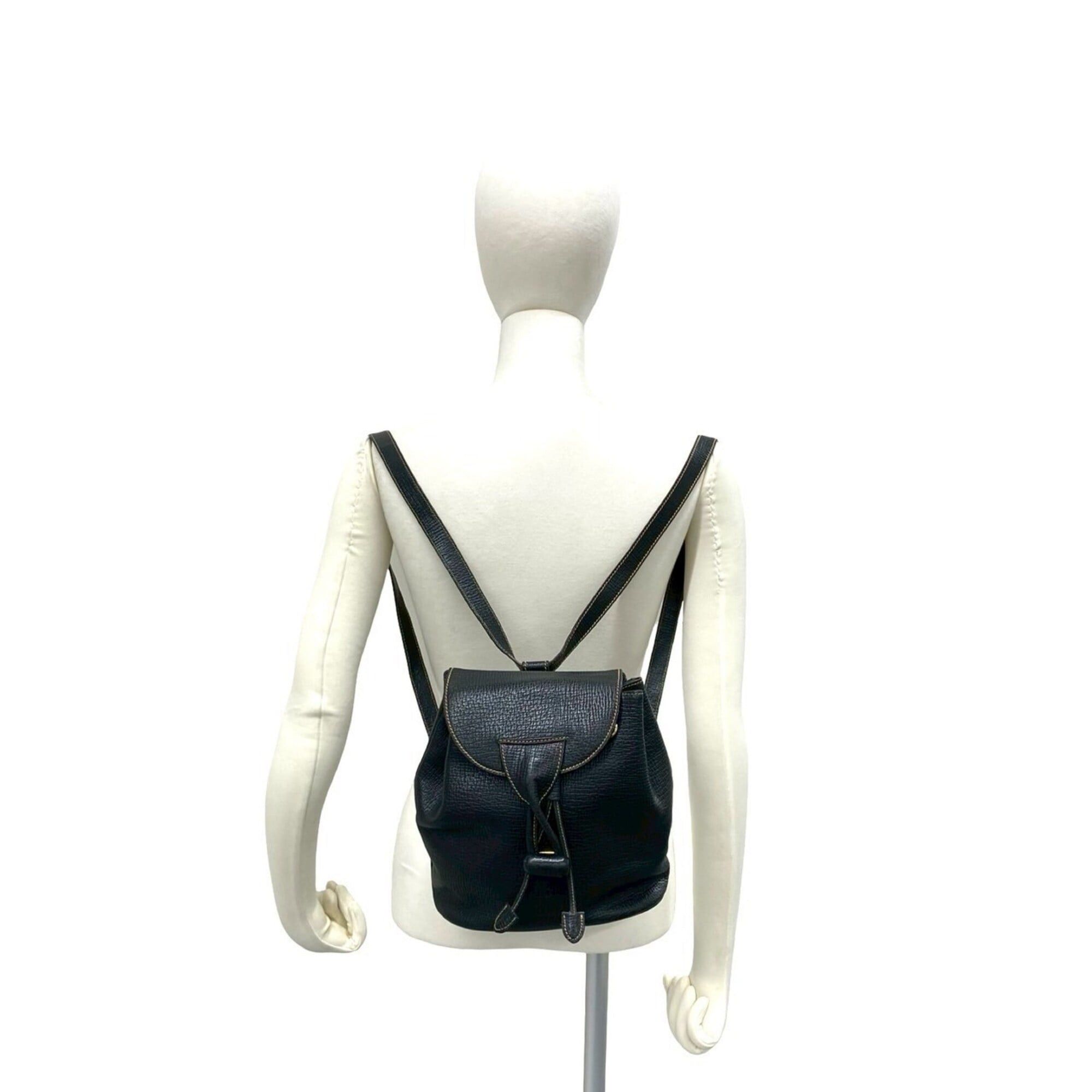 Loewe LOEWE Vintage Logo Leather Turnlock Drawstring Backpack Daypack Black 11546 Size ONE SIZE - 2 Thumbnail