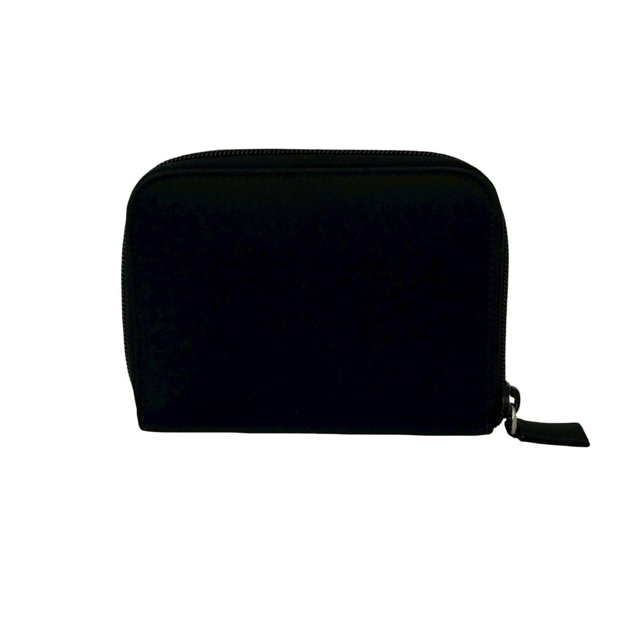 Prada PRADA Triangle Logo Hardware Tessuto Nylon Saffiano Leather Round Zip Bi-fold Wallet Black 11683 Size ONE SIZE - 2 Thumbnail