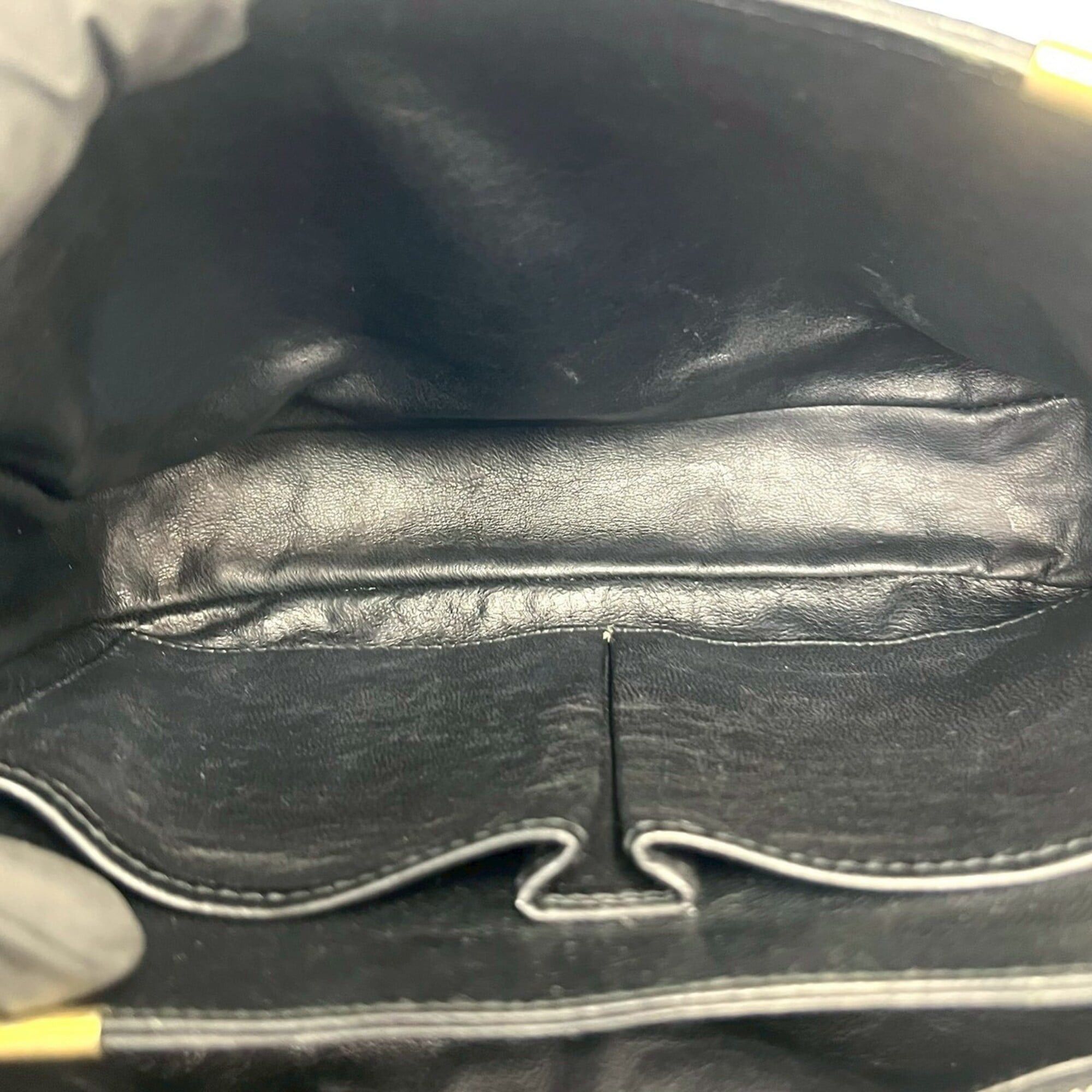 Celine CELINE Vintage Logo Carriage Hardware Leather Shoulder Bag Pouch Sacoche Black 251-9 Size ONE SIZE - 9 Thumbnail