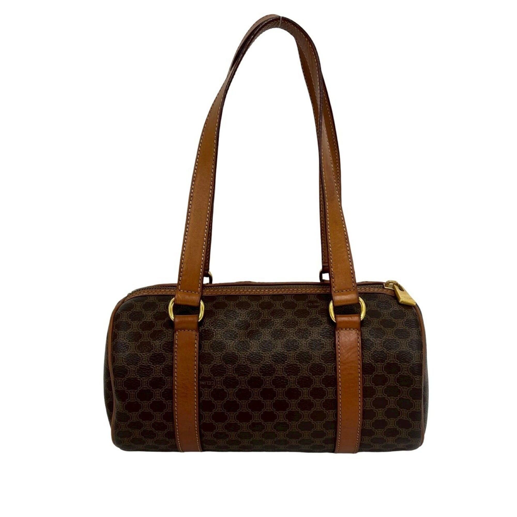 Celine CELINE Vintage Macadam Blazon Triomphe Pattern Leather Tote Bag Handbag Brown l81-4 Size ONE SIZE - 3 Thumbnail