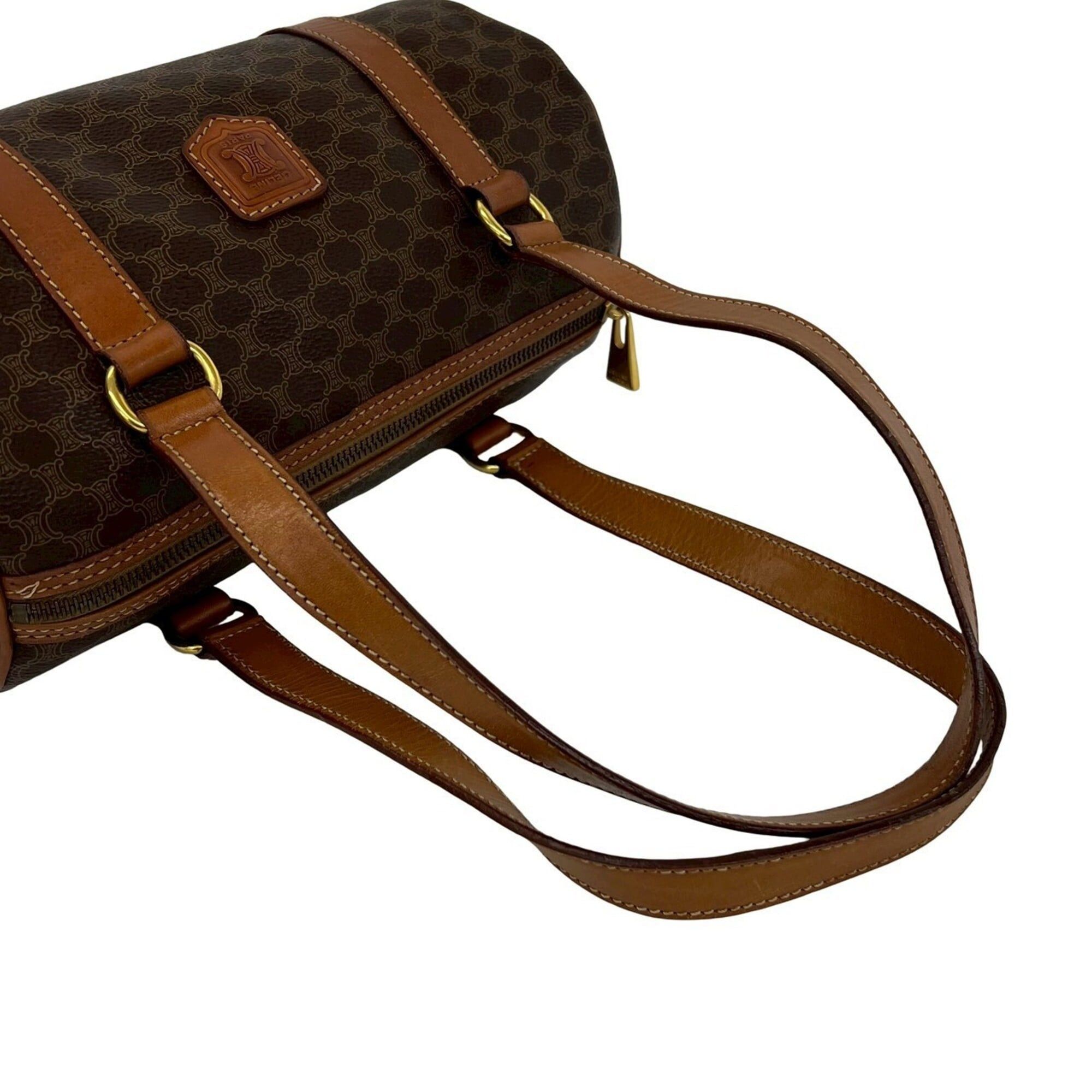 Celine CELINE Vintage Macadam Blazon Triomphe Pattern Leather Tote Bag Handbag Brown l81-4 Size ONE SIZE - 4 Thumbnail