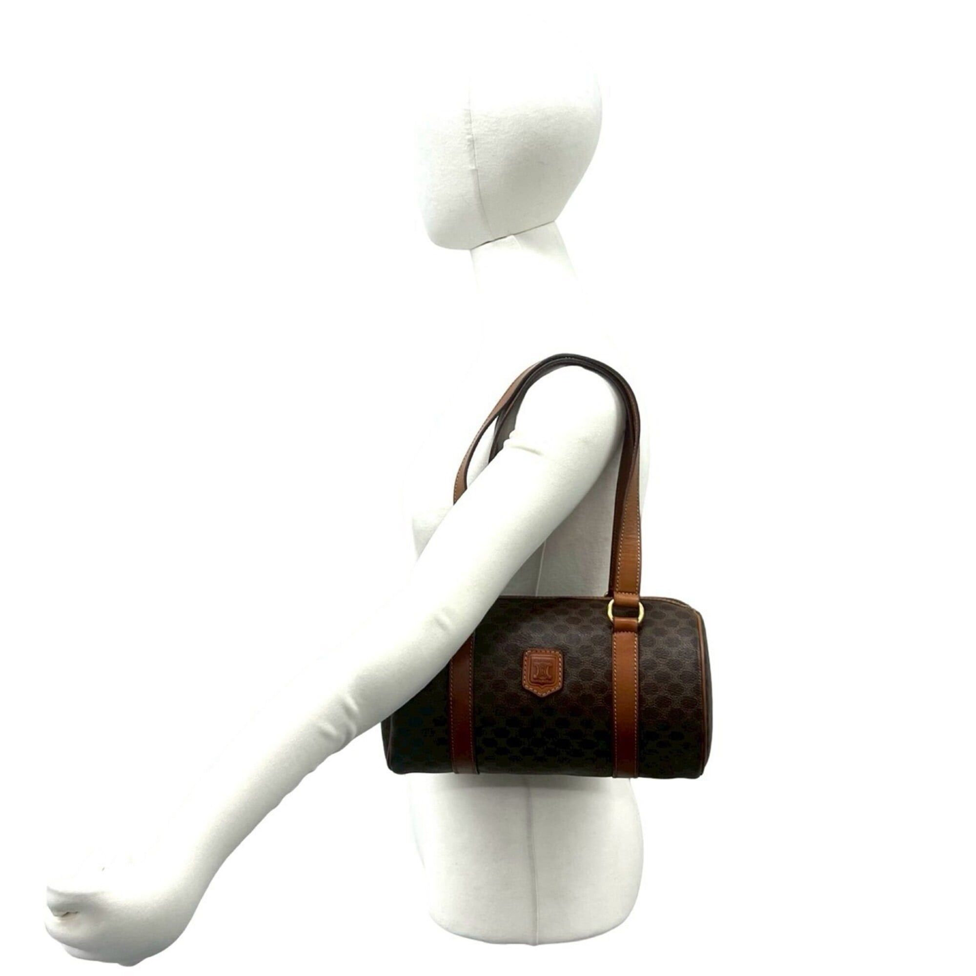 Celine CELINE Vintage Macadam Blazon Triomphe Pattern Leather Tote Bag Handbag Brown l81-4 Size ONE SIZE - 2 Thumbnail