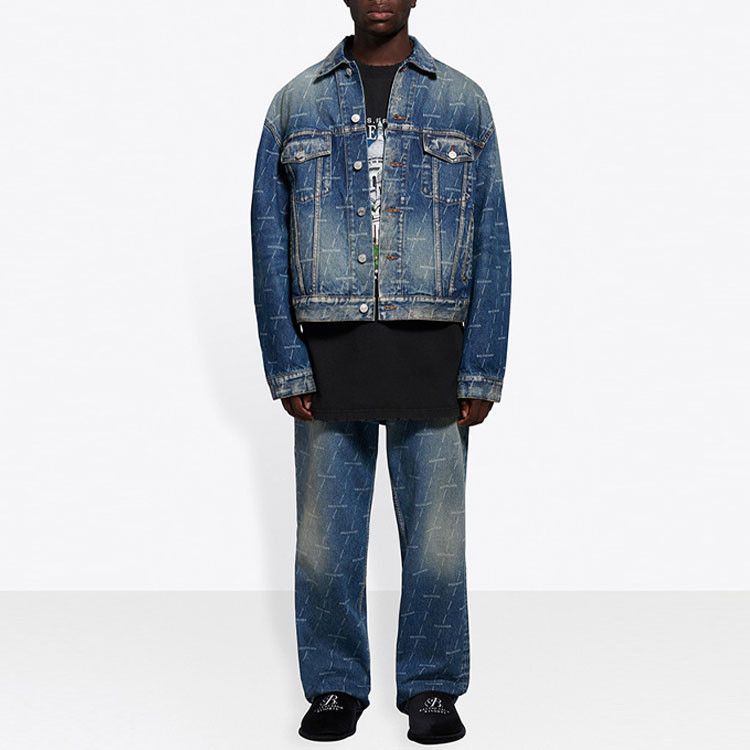 Balenciaga Balenciaga Logo Print Denim Jacket Size S Size US S / EU 44-46 / 1 - 15 Thumbnail