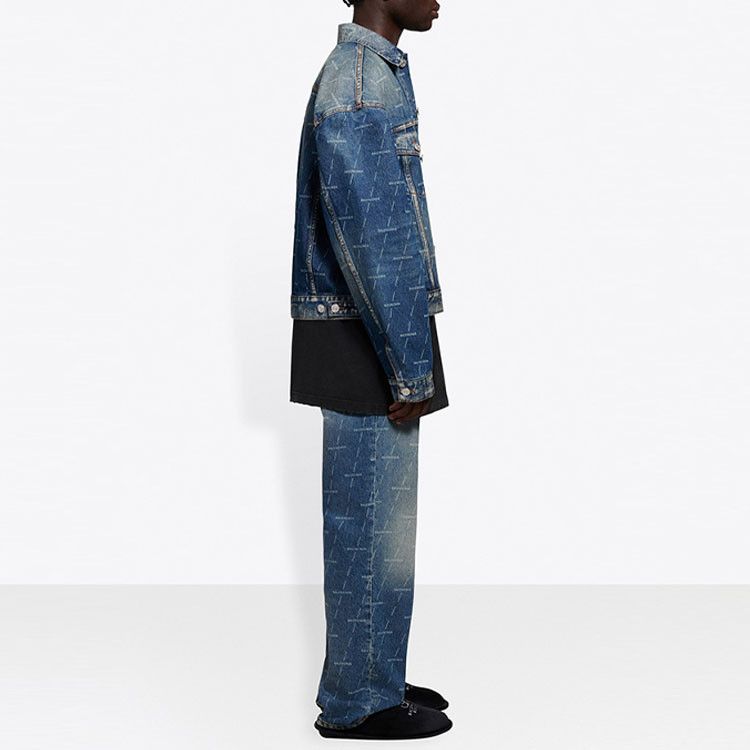 Balenciaga Balenciaga Logo Print Denim Jacket Size S Size US S / EU 44-46 / 1 - 16 Thumbnail