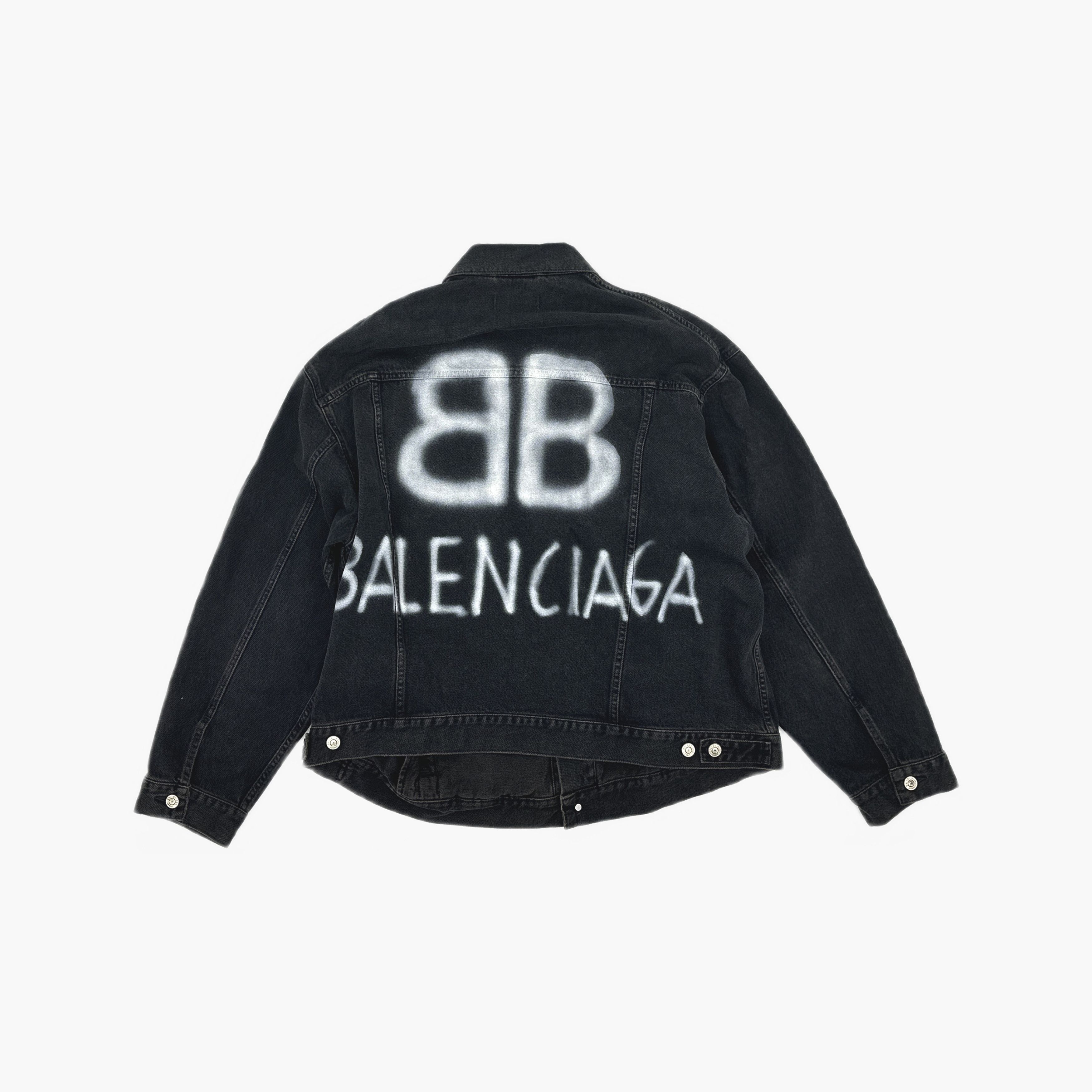 Balenciaga Balenciaga Spray Logo Denim Jacket Size S Size US S / EU 44-46 / 1 - 2 Thumbnail