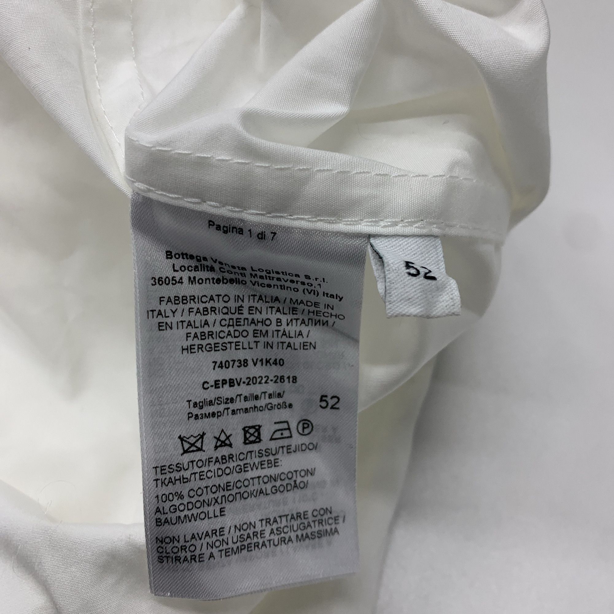 Bottega Veneta Bottega Veneta White Cotton Button Up Shirt Size 52 Size US L / EU 52-54 / 3 - 3 Thumbnail