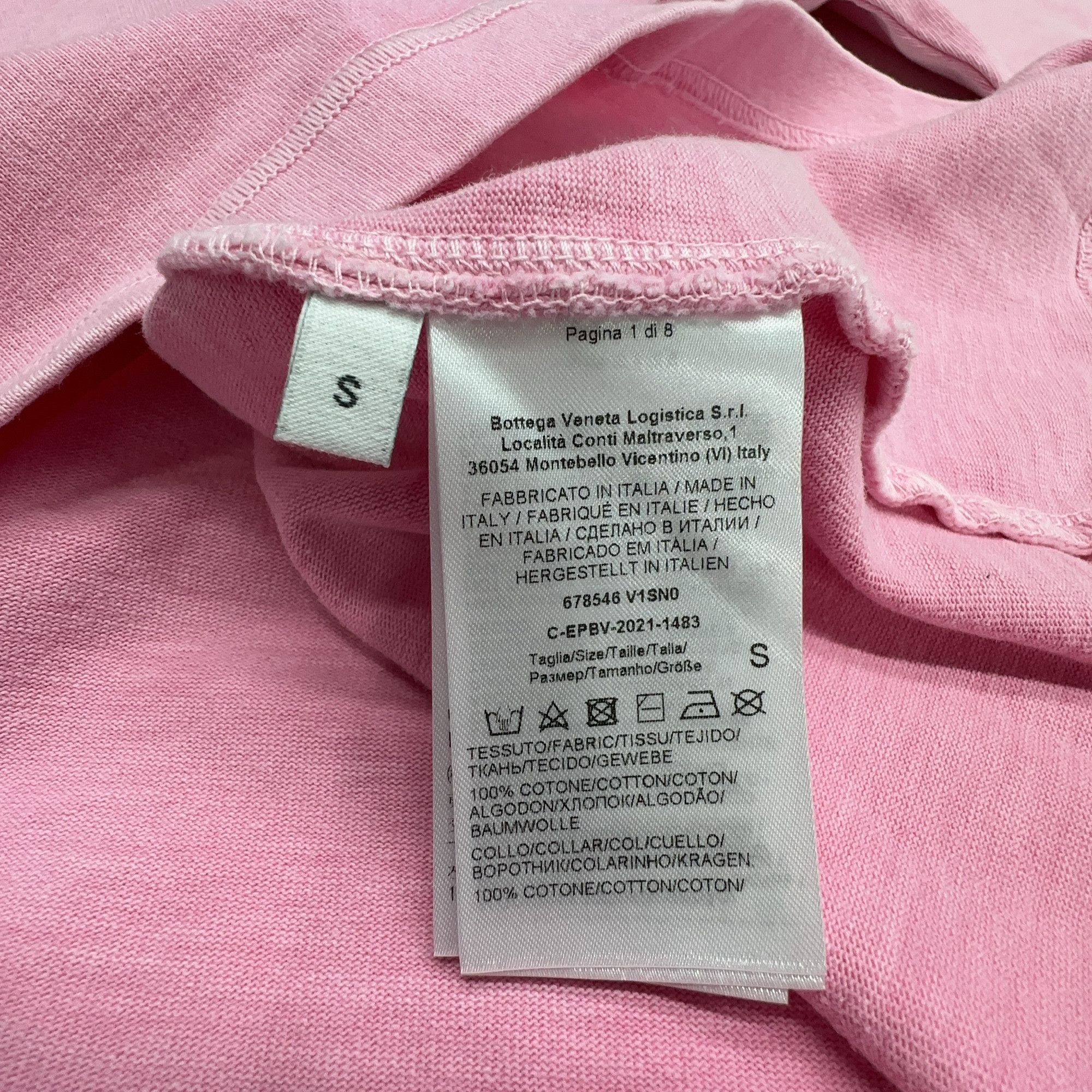Bottega Veneta Bottega Veneta Pink Cotton T-Shirt Size S Size S / US 4 / IT 40 - 3 Thumbnail