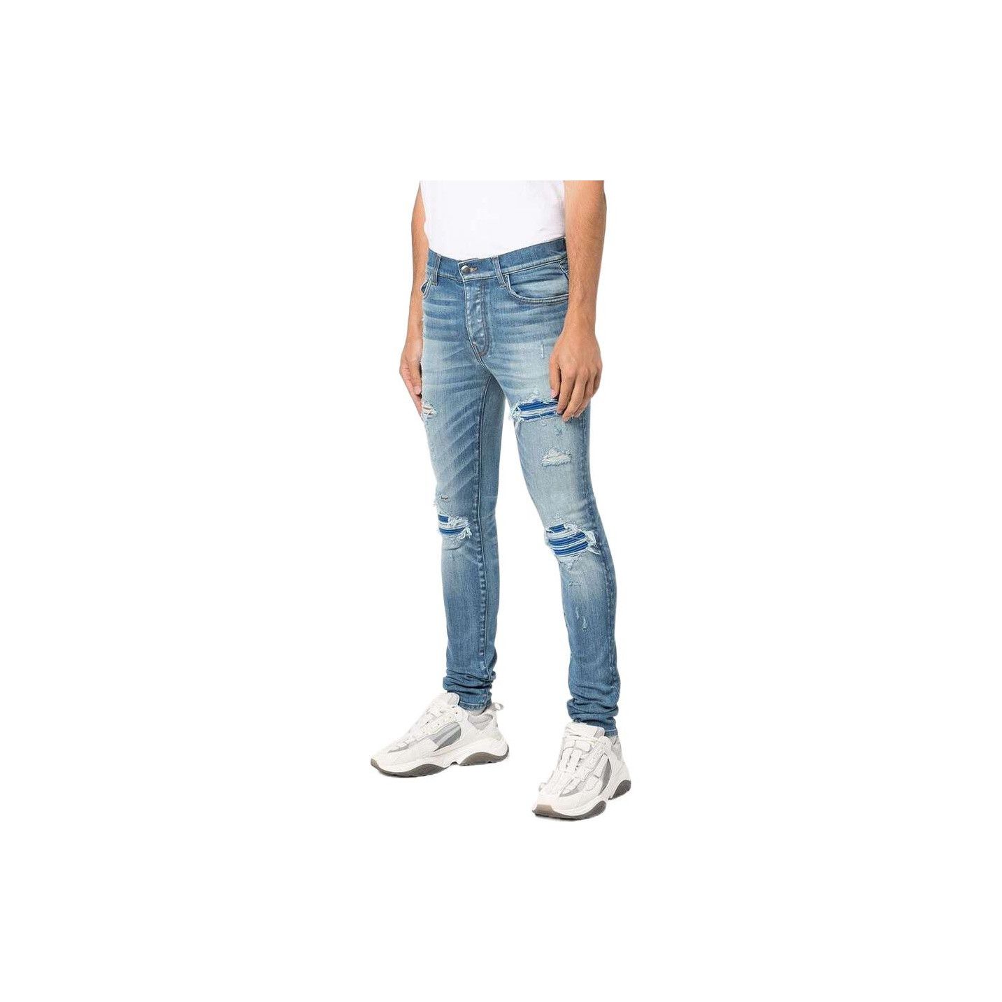 Amiri AMIRI Striped Patch Distressed Denim Jeans Size 31 Size US 31 - 15 Thumbnail